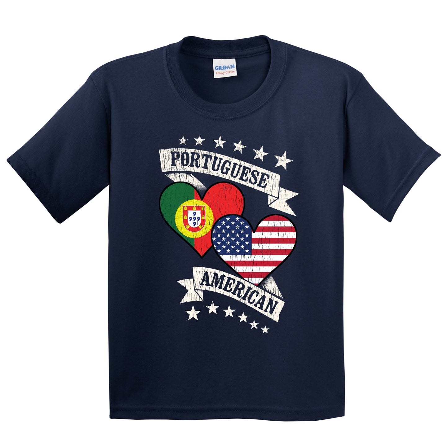 Portuguese American Heart Flags Portugal America Youth T-Shirt