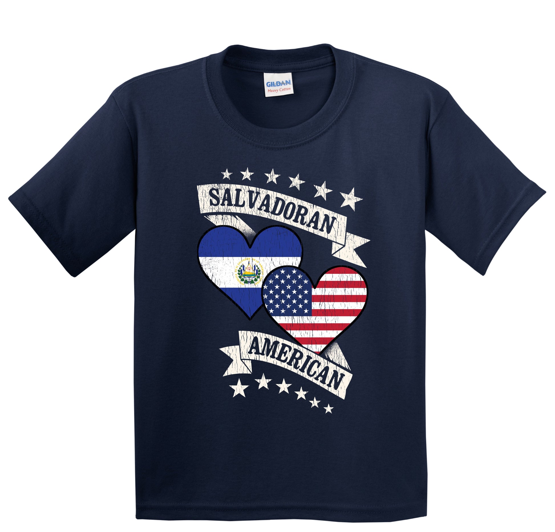 Salvadoran American Heart Flags El Salvador America Youth T-Shirt