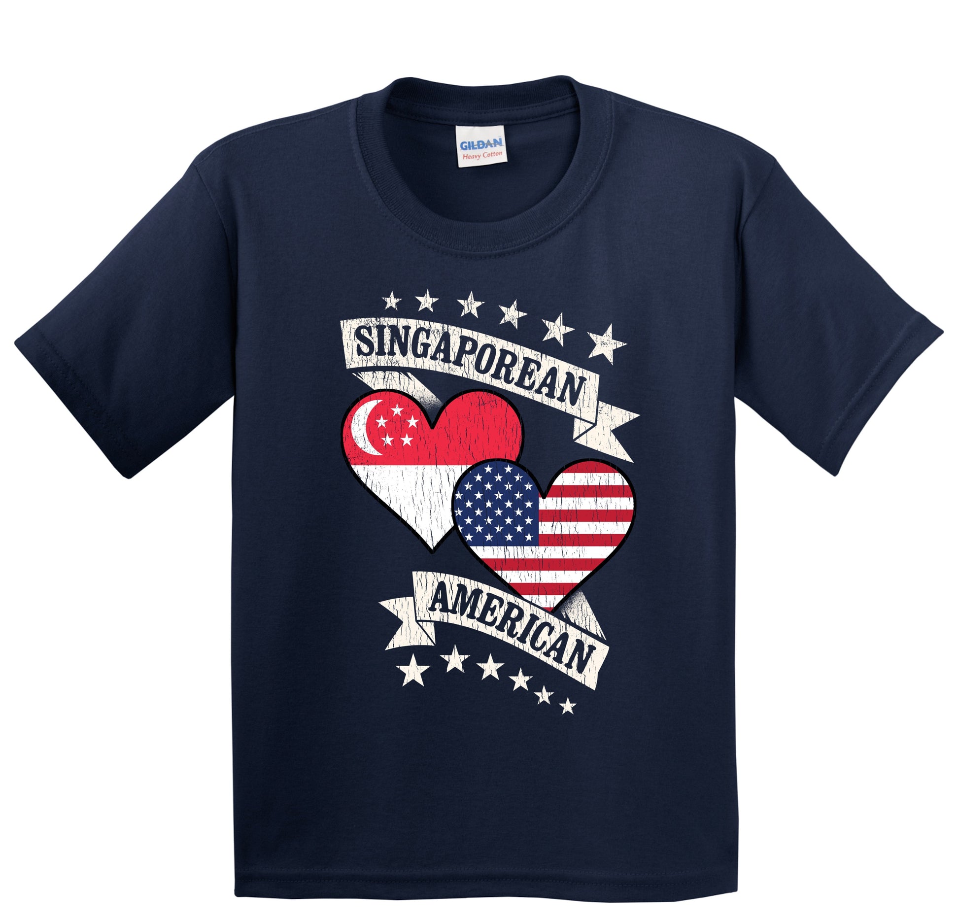 Singaporean American Heart Flags Singapore America Youth T-Shirt