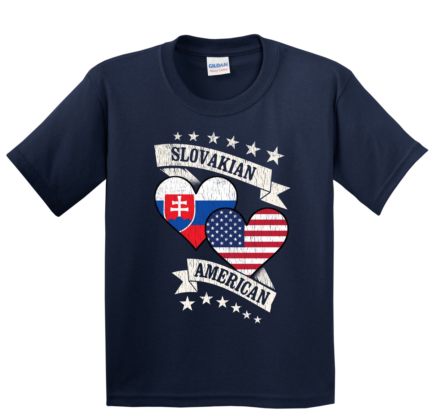 Slovakian American Heart Flags Slovakia America Youth T-Shirt