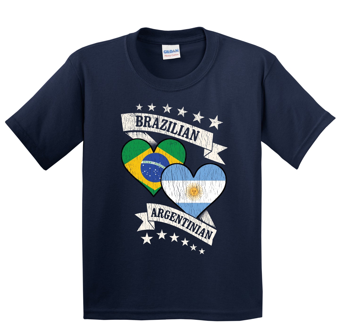 Brazilian Argentinian Heart Flags Brazil Argentina Youth T-Shirt