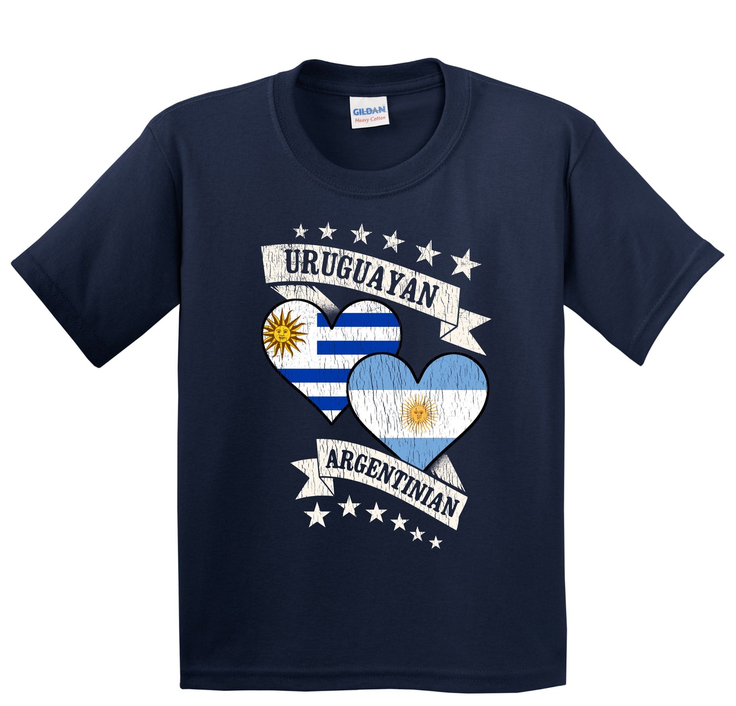 Uruguayan Argentinian Heart Flags Uruguay Argentina Youth T-Shirt