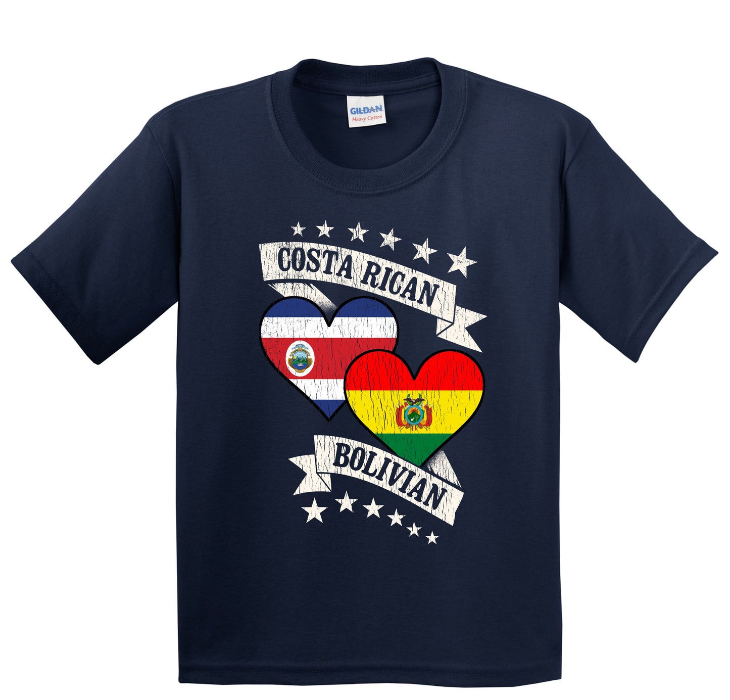 Costa Rican Bolivian Heart Flags Costa Rica Bolivia Youth T-Shirt