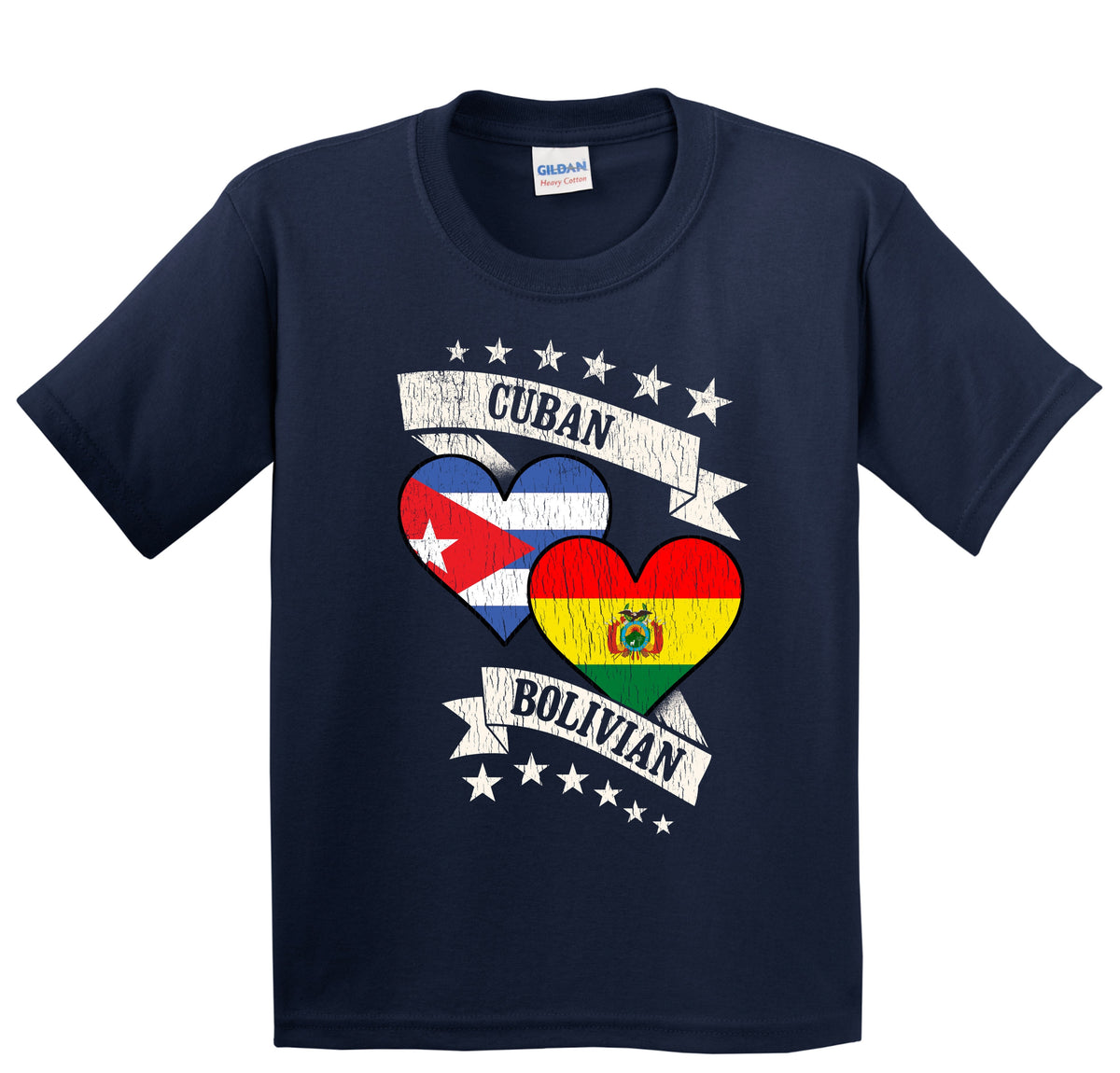 Cuban Bolivian Heart Flags Cuba Bolivia Youth T-Shirt