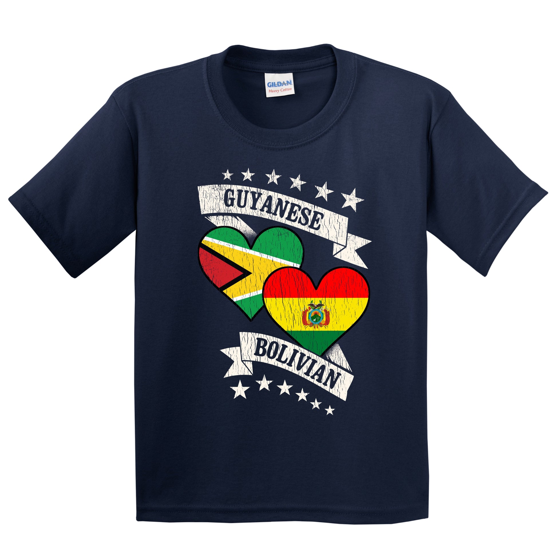 Guyanese Bolivian Heart Flags Guyana Bolivia Youth T-Shirt