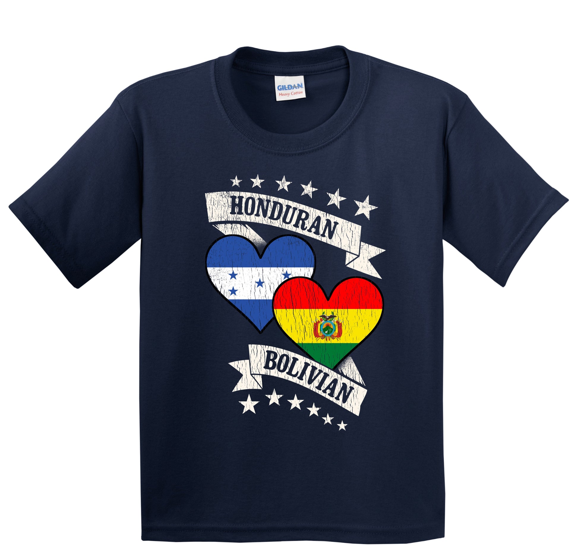 Honduran Bolivian Heart Flags Honduras Bolivia Youth T-Shirt