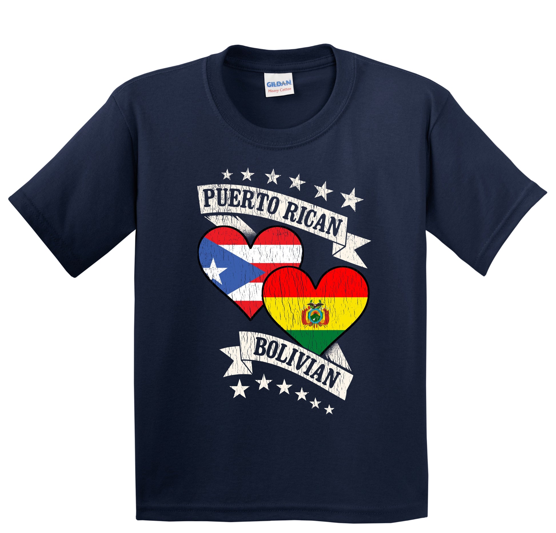 Puerto Rican Bolivian Heart Flags Puerto Rico Bolivia Youth T-Shirt