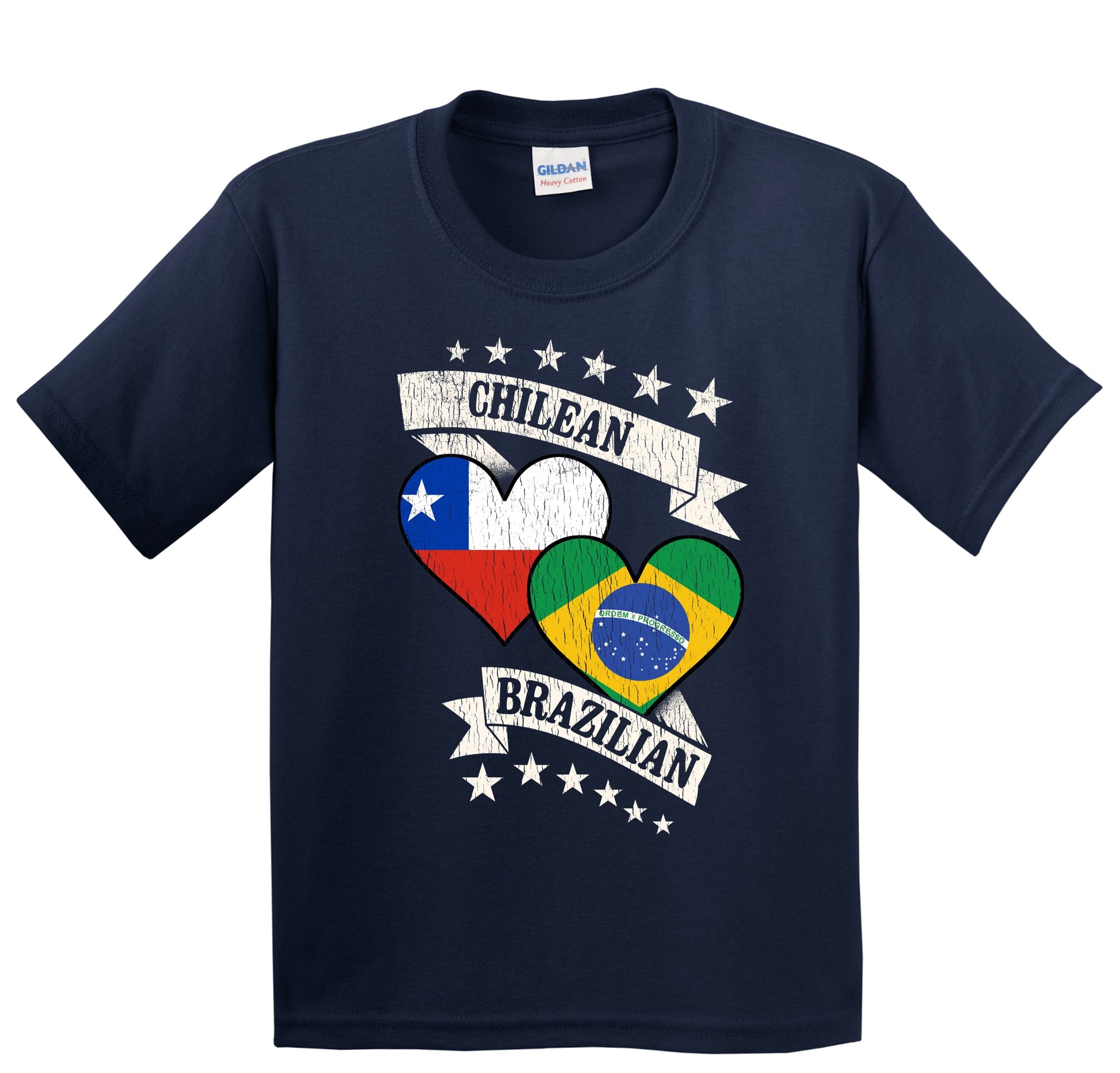 Chilean Brazilian Heart Flags Chile Brazil Youth T-Shirt