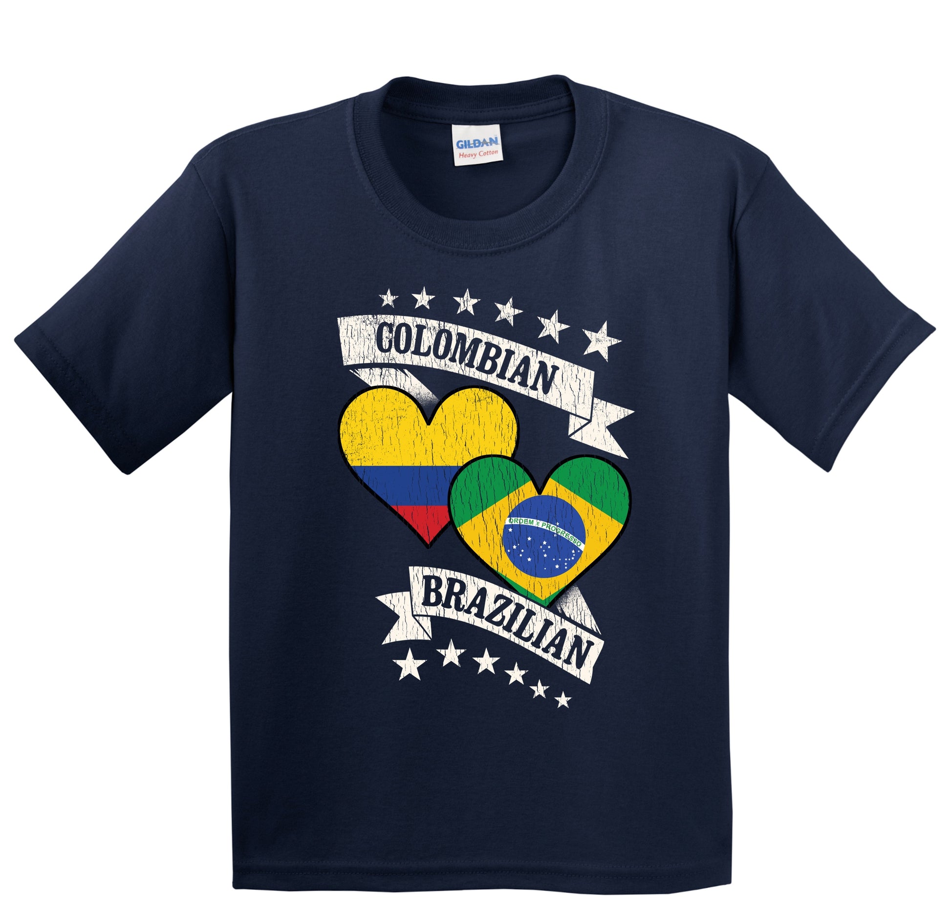 Colombian Brazilian Heart Flags Colombia Brazil Youth T-Shirt