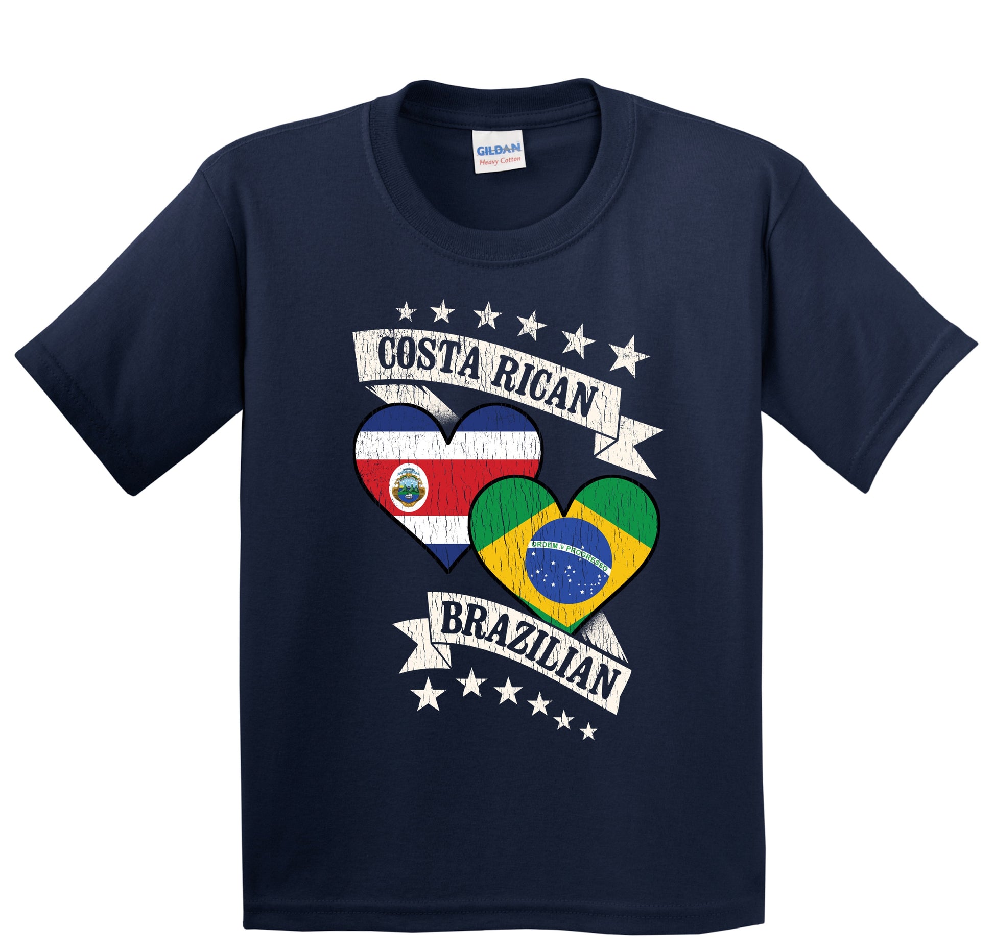 Costa Rican Brazilian Heart Flags Costa Rica Brazil Youth T-Shirt