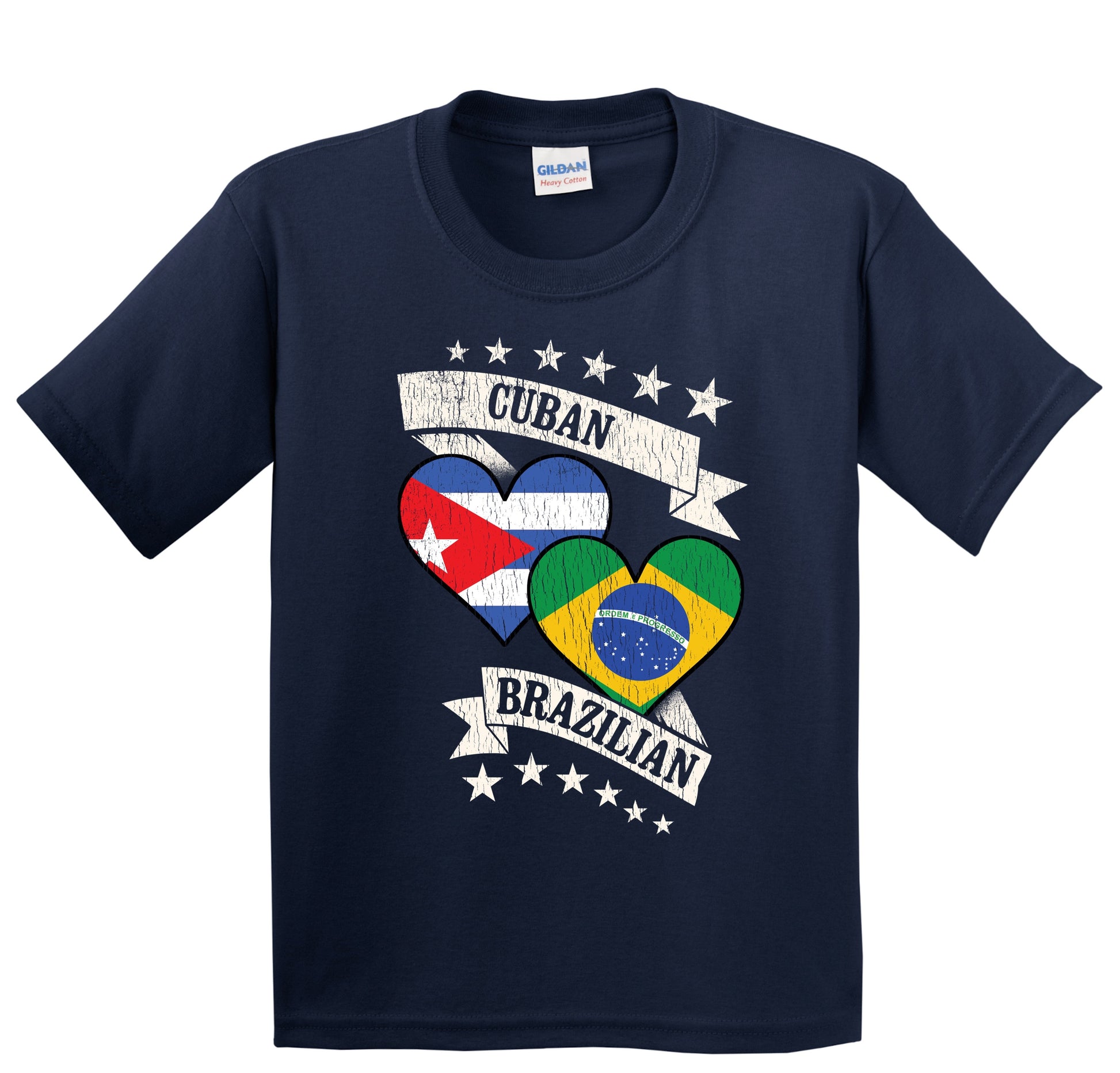 Cuban Brazilian Heart Flags Cuba Brazil Youth T-Shirt