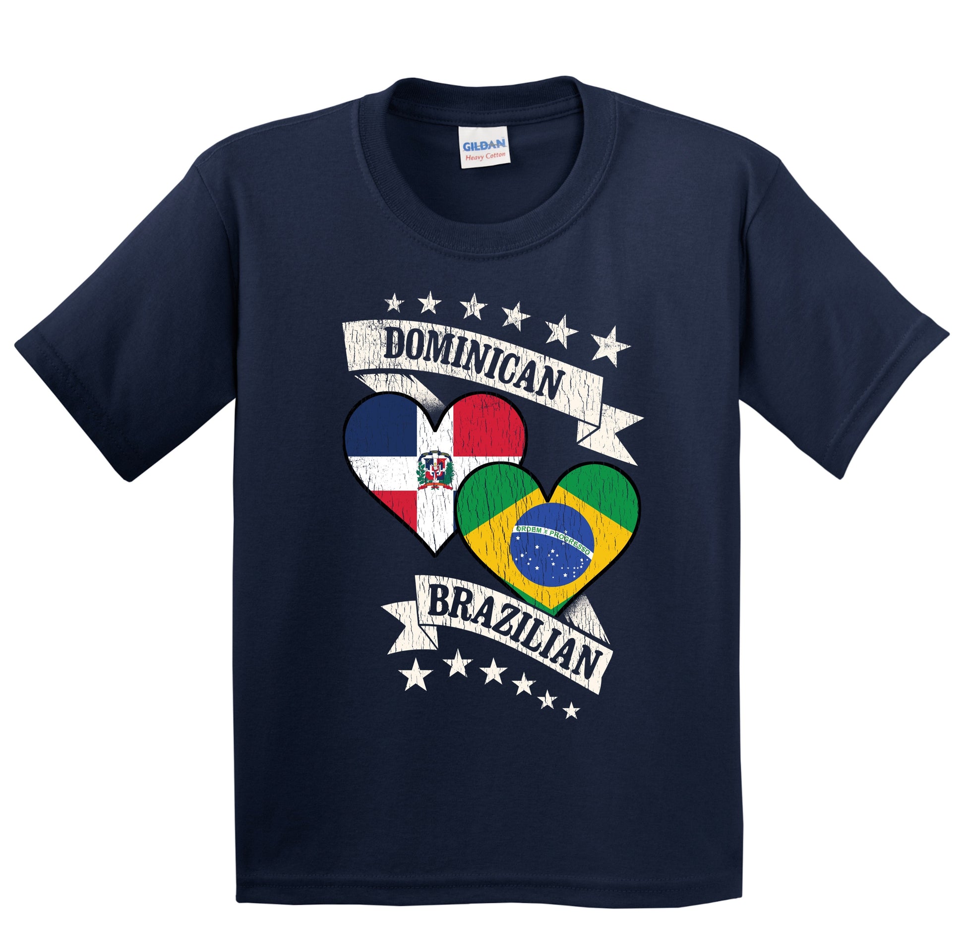 Dominican Brazilian Heart Flags Dominican Republic Brazil Youth T-Shirt