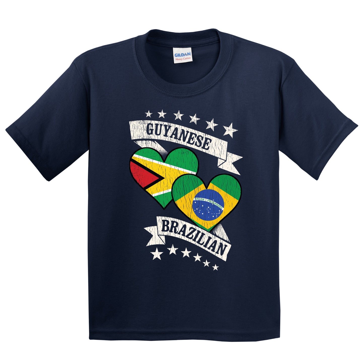 Guyanese Brazilian Heart Flags Guyana Brazil Youth T-Shirt