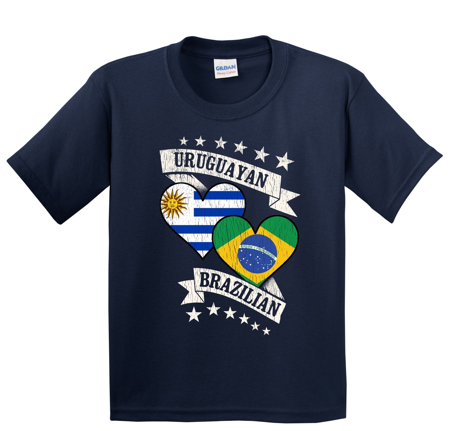 Uruguayan Brazilian Heart Flags Uruguay Brazil Youth T-Shirt