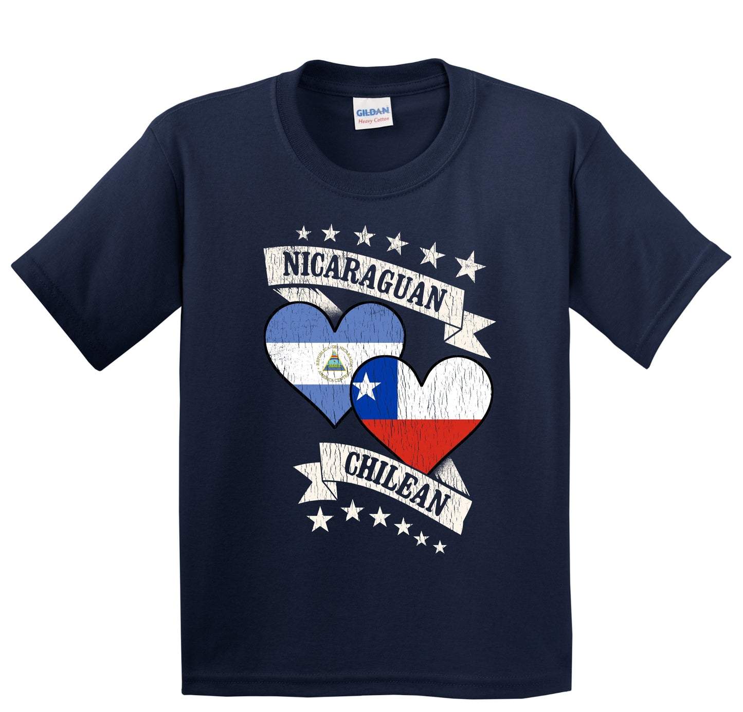 Nicaraguan Chilean Heart Flags Nicaragua Chile Youth T-Shirt