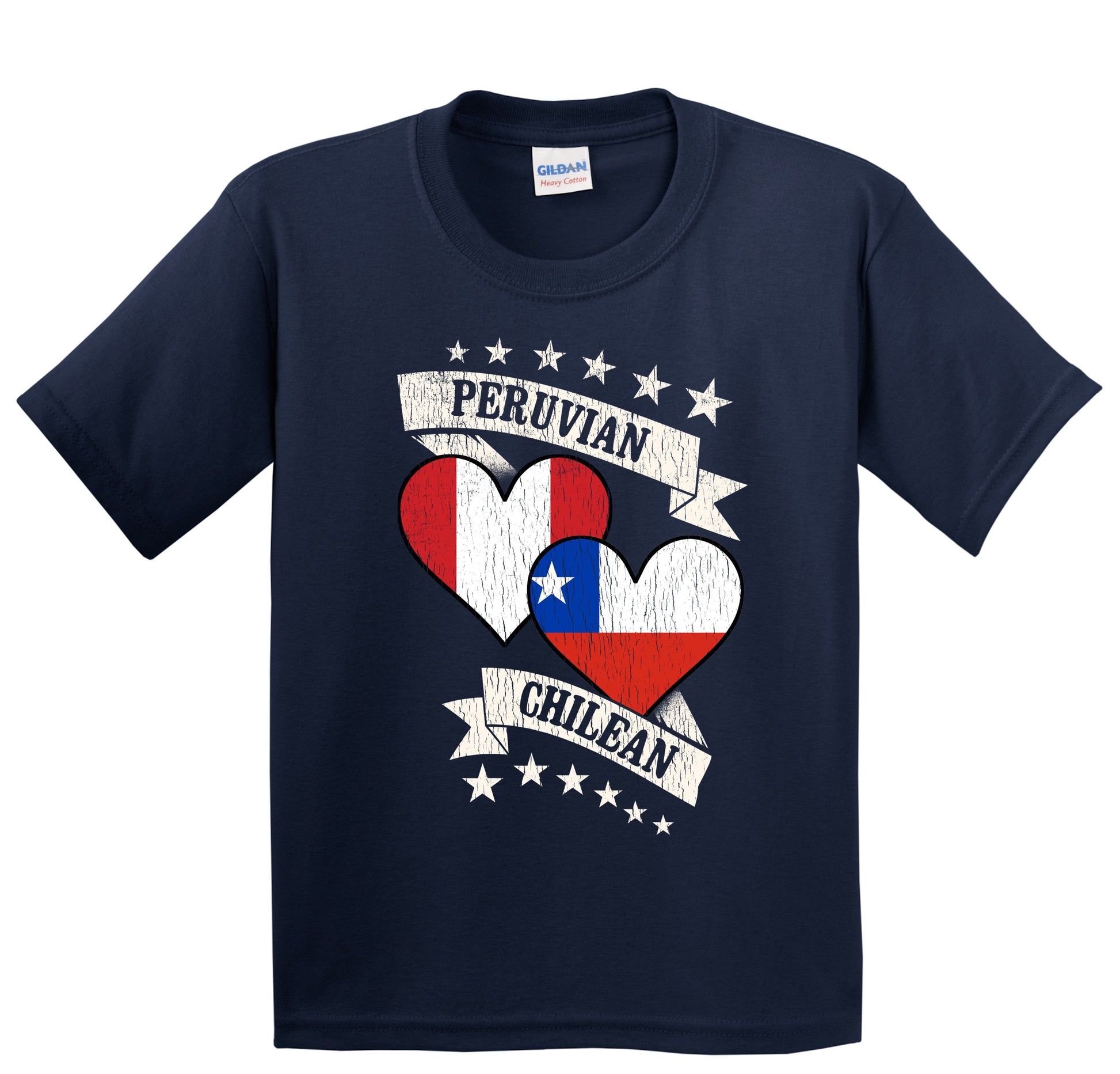 Peruvian Chilean Heart Flags Peru Chile Youth T-Shirt