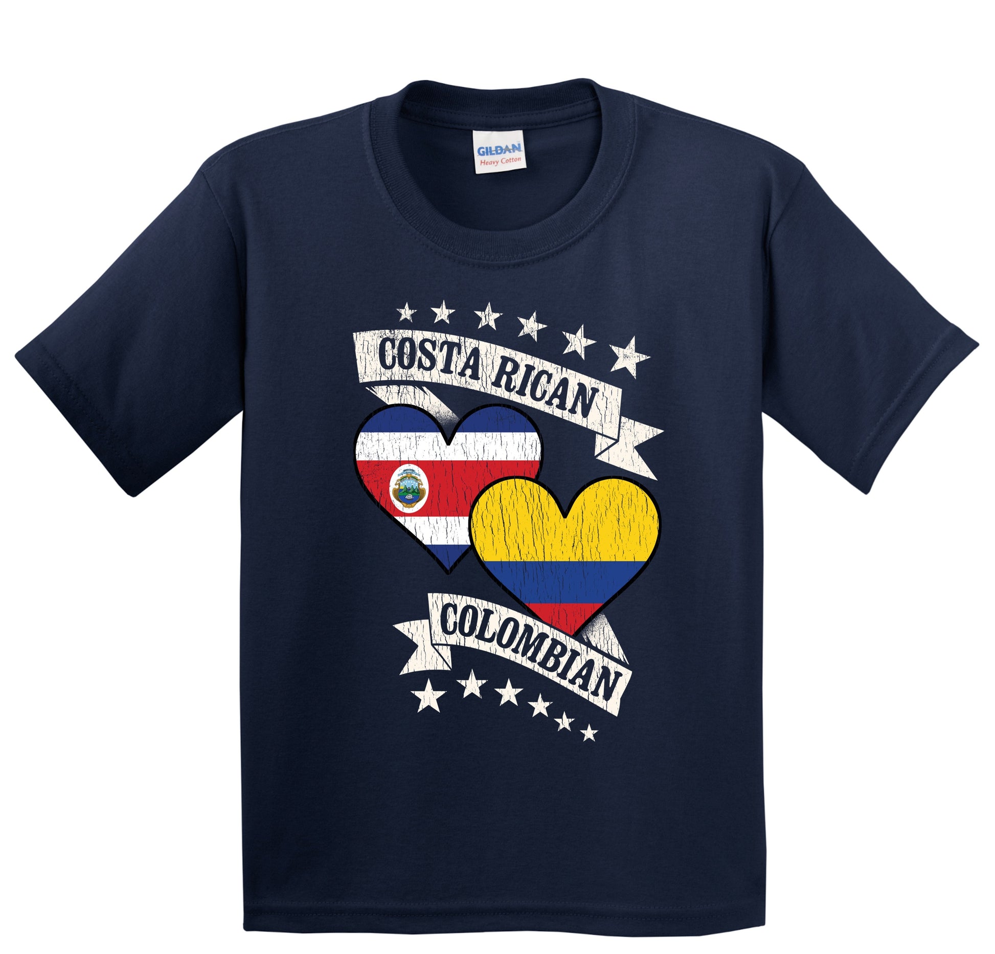 Costa Rican Colombian Heart Flags Costa Rica Colombia Youth T-Shirt