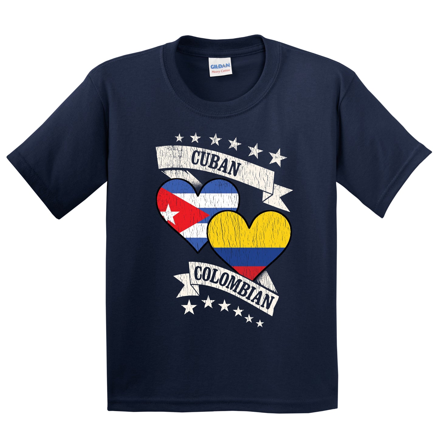 Cuban Colombian Heart Flags Cuba Colombia Youth T-Shirt