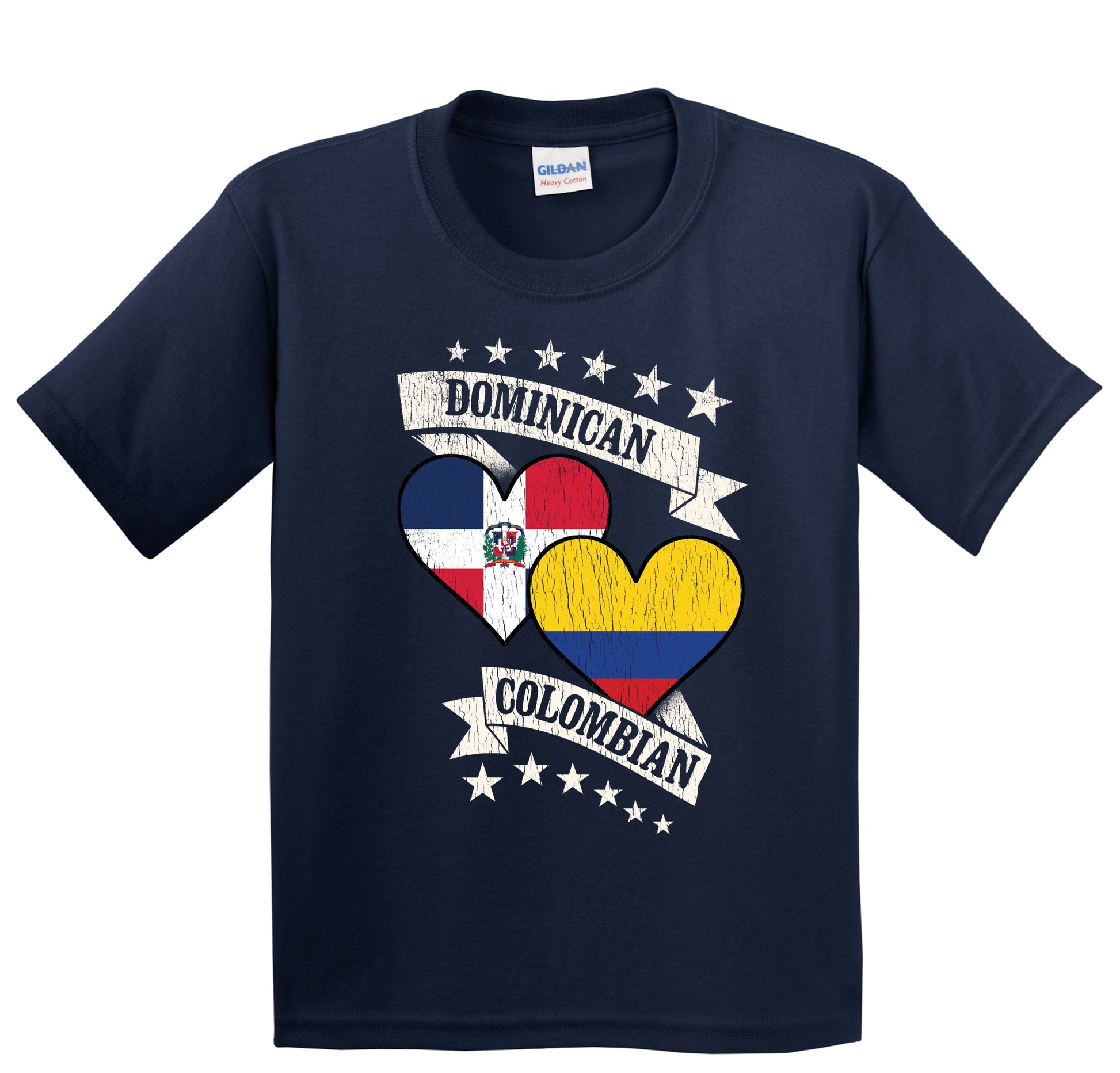 Dominican Colombian Heart Flags Dominican Republic Colombia Youth T-Shirt
