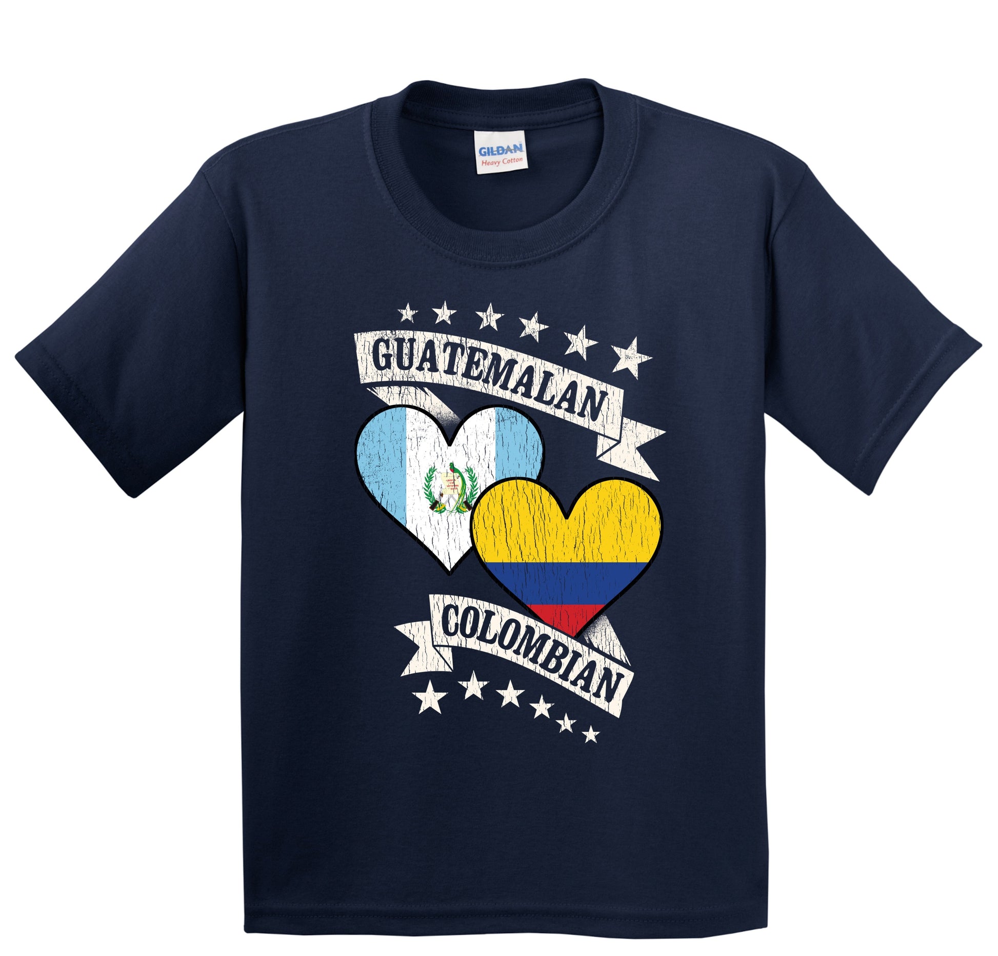 Guatemalan Colombian Heart Flags Guatemala Colombia Youth T-Shirt