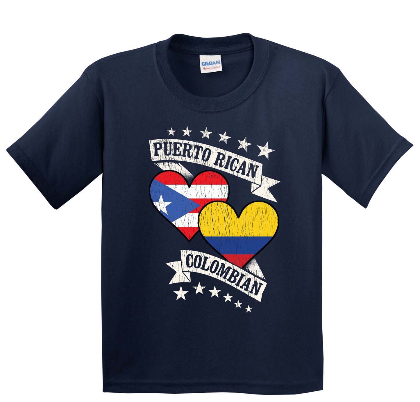 Puerto Rican Colombian Heart Flags Puerto Rico Colombia Youth T-Shirt