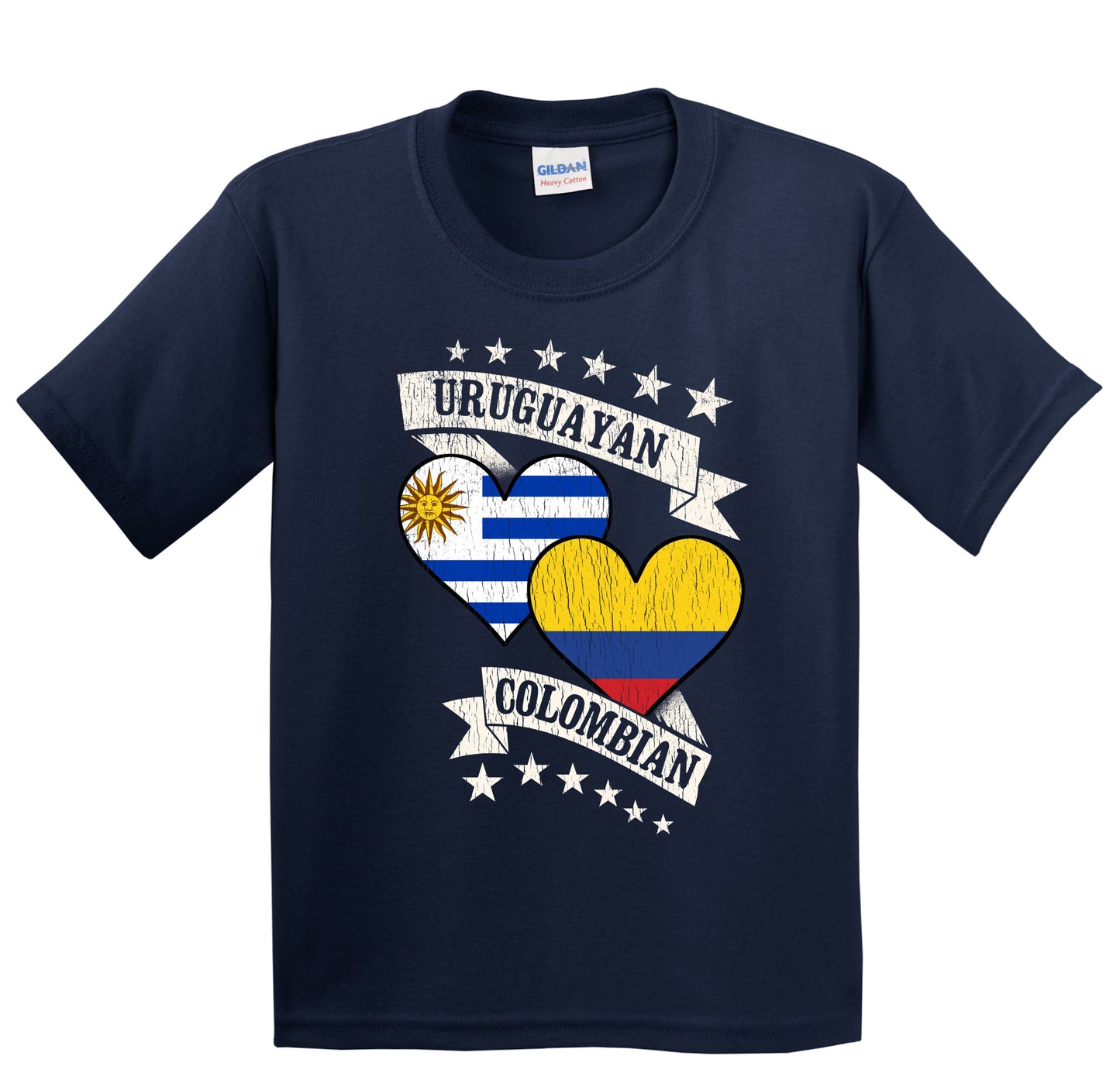 Uruguayan Colombian Heart Flags Uruguay Colombia Youth T-Shirt