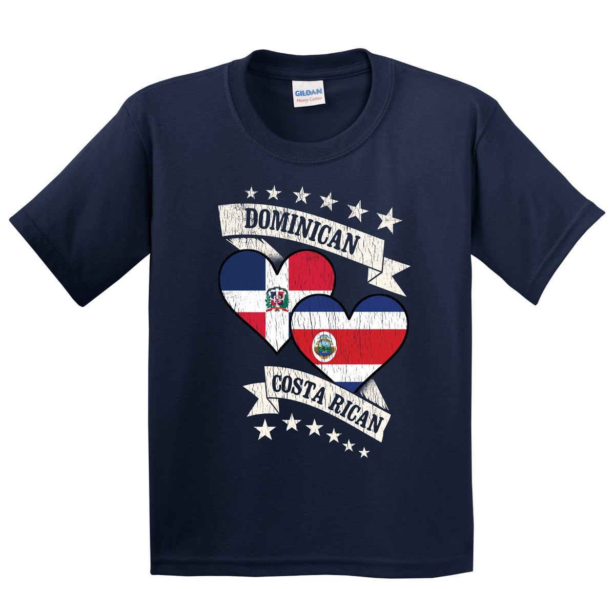 Dominican Costa Rican Heart Flags Dominican Republic Costa Rica Youth T-Shirt