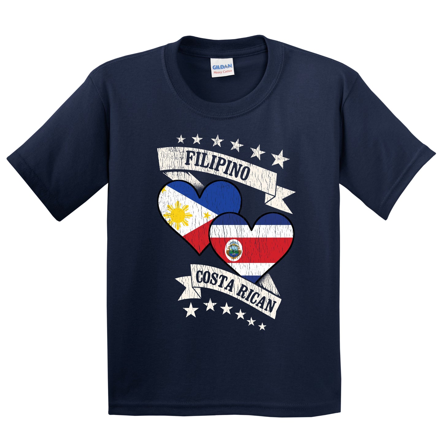 Filipino Costa Rican Heart Flags Philippines Costa Rica Youth T-Shirt