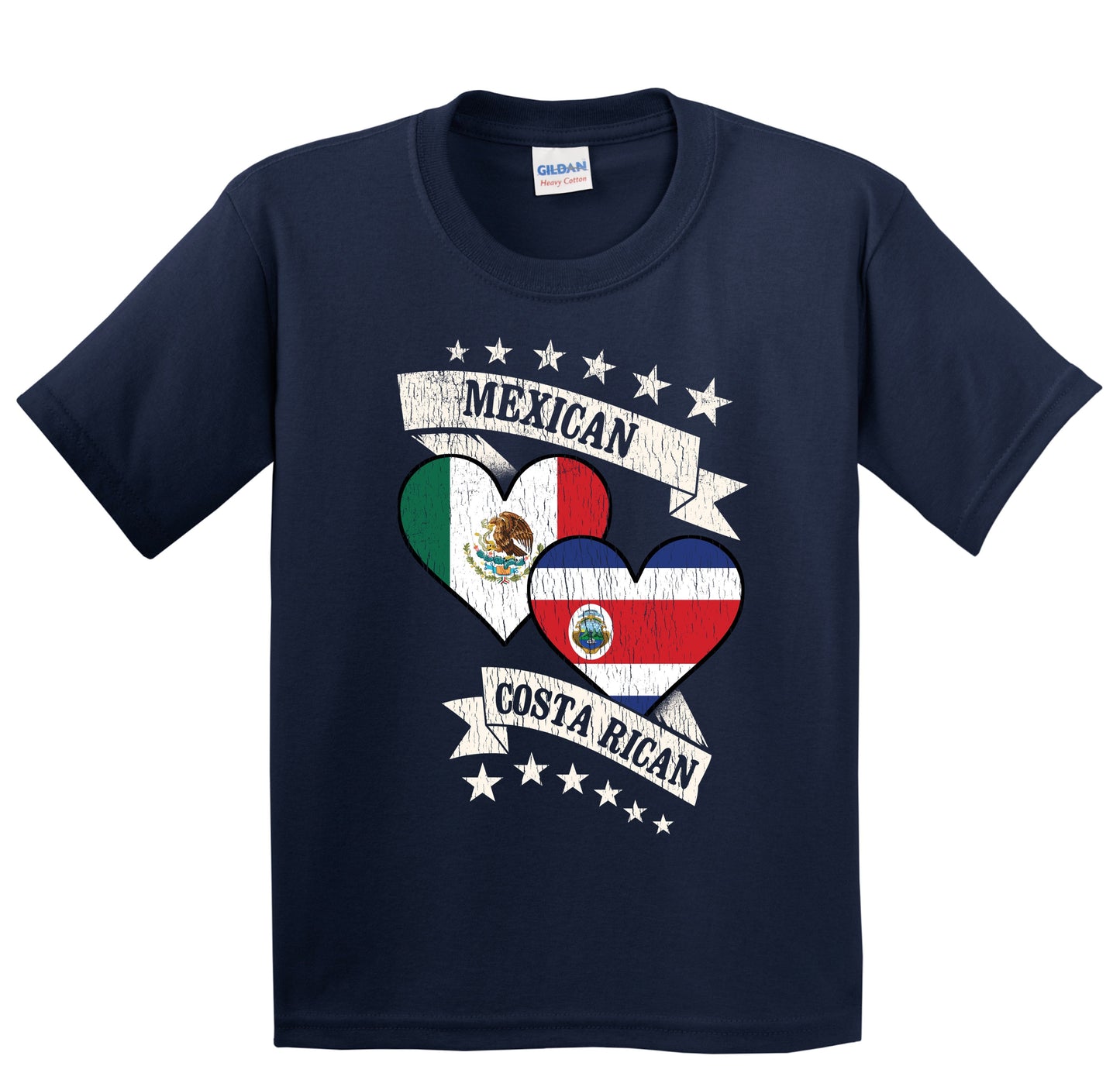 Mexican Costa Rican Heart Flags Mexico Costa Rica Youth T-Shirt