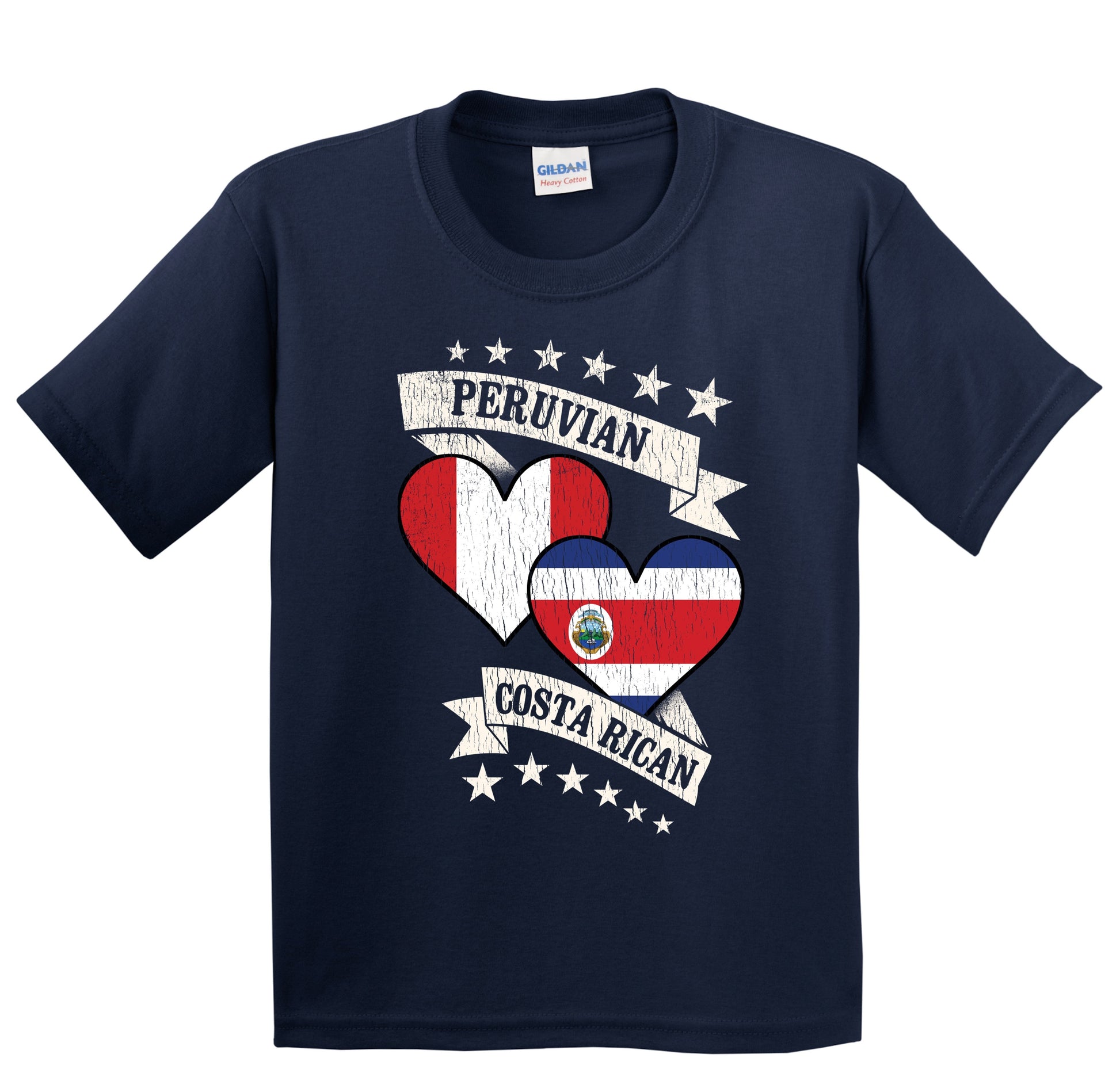 Peruvian Costa Rican Heart Flags Peru Costa Rica Youth T-Shirt