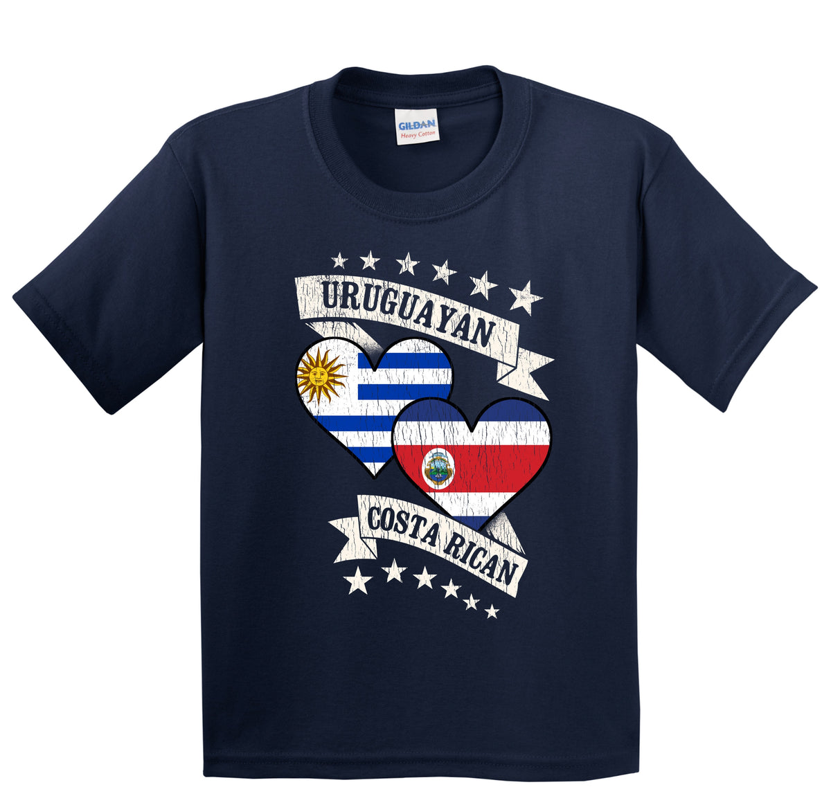 Uruguayan Costa Rican Heart Flags Uruguay Costa Rica Youth T-Shirt