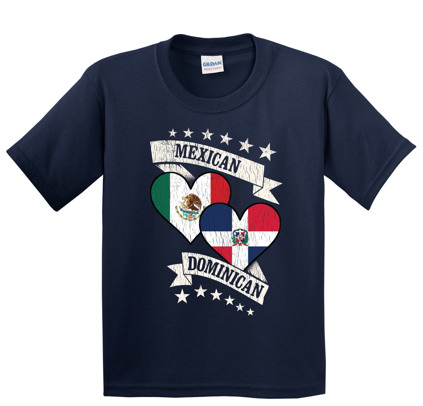 Mexican Dominican Heart Flags Mexico Dominican Republic Youth T-Shirt