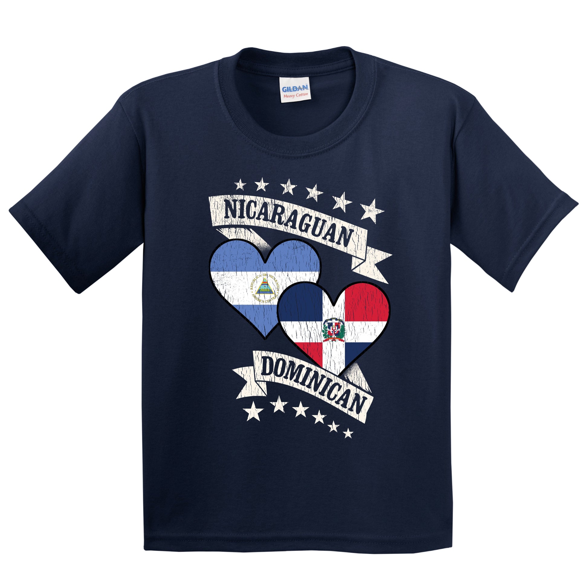 Nicaraguan Dominican Heart Flags Nicaragua Dominican Republic Youth T-Shirt