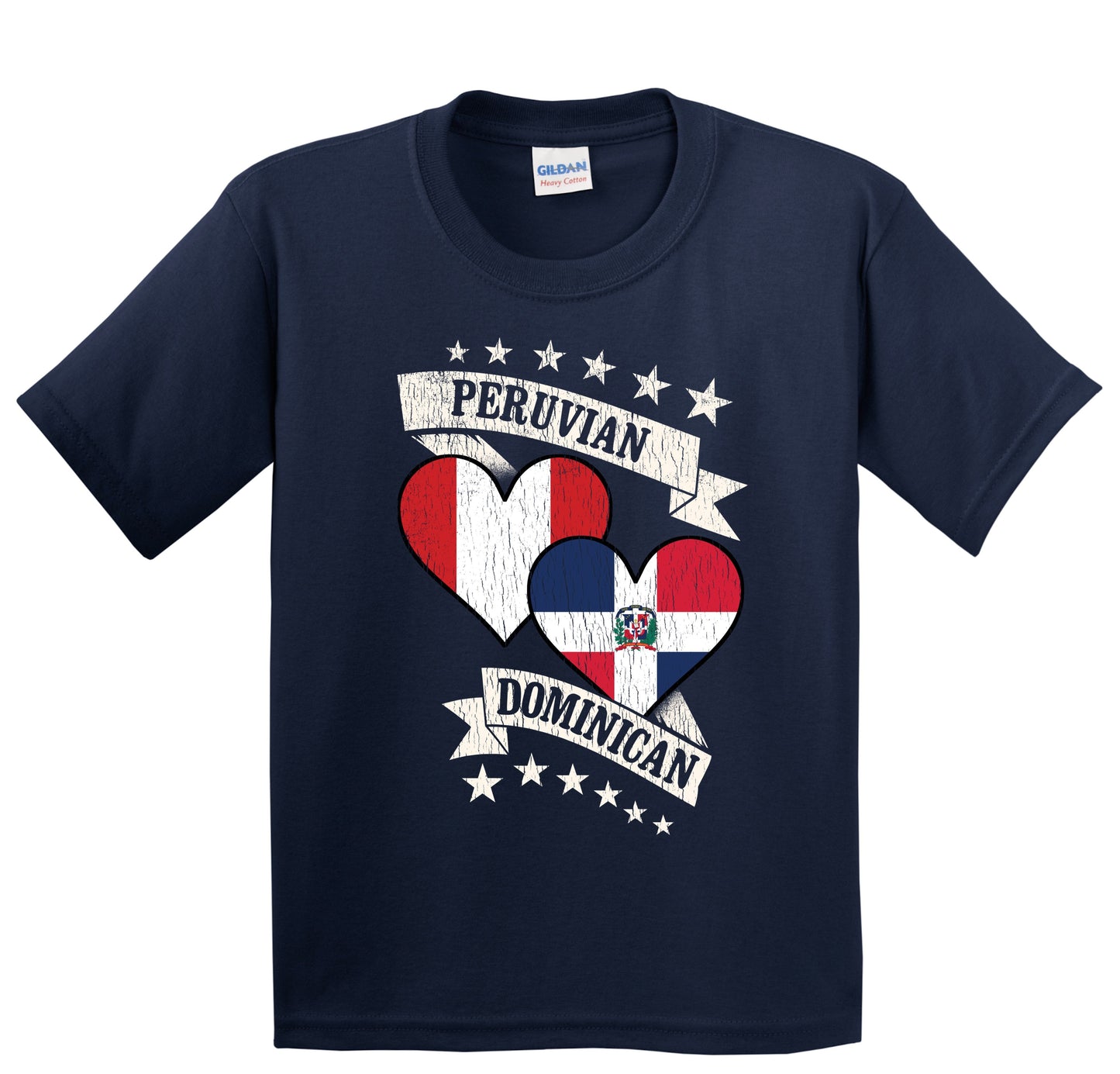 Peruvian Dominican Heart Flags Peru Dominican Republic Youth T-Shirt