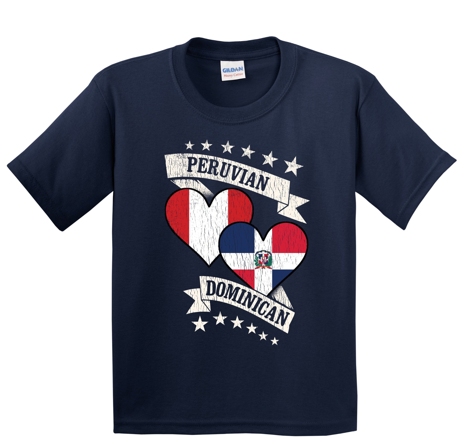 Peruvian Dominican Heart Flags Peru Dominican Republic Youth T-Shirt