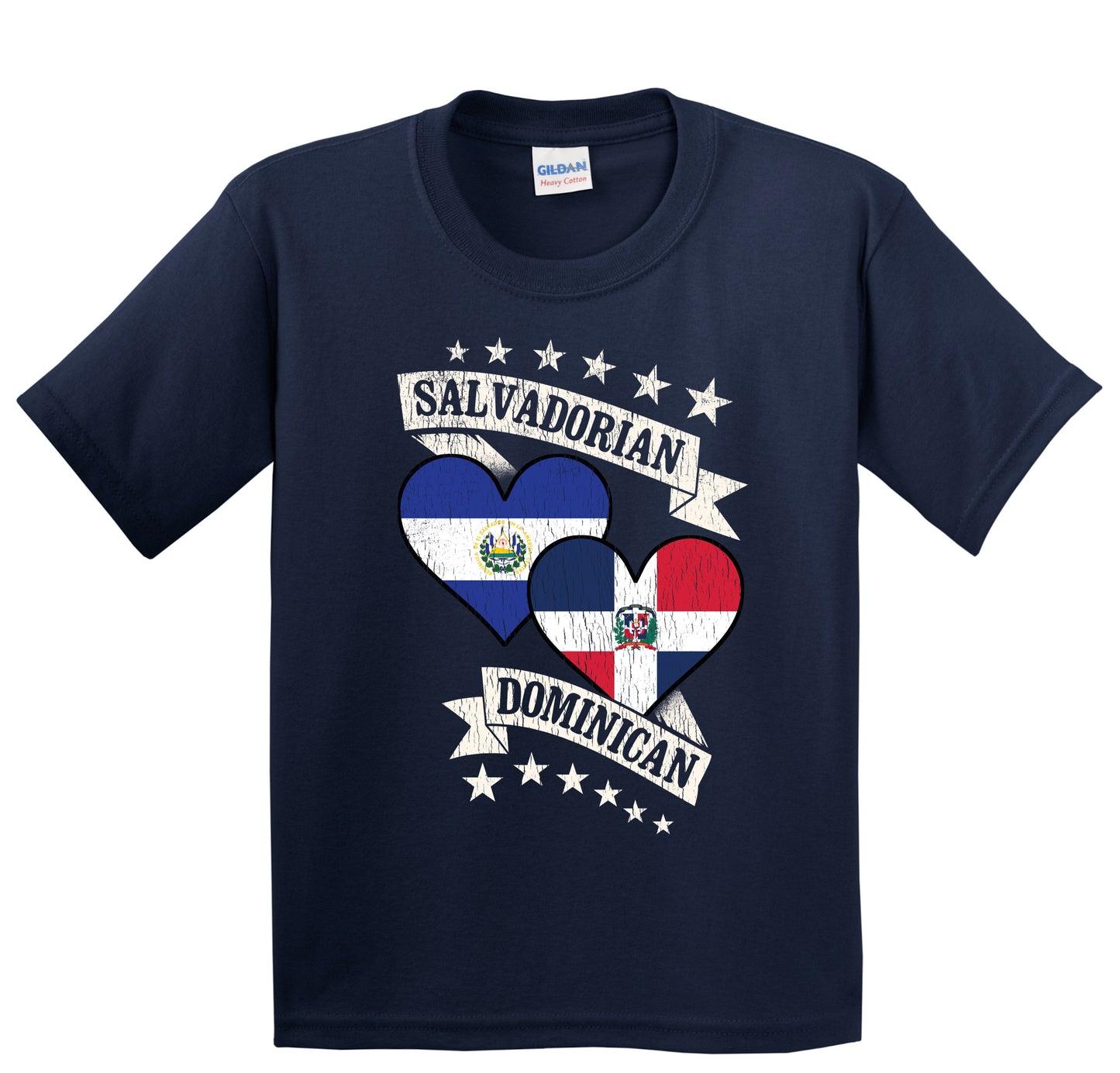 Salvadorian Dominican Heart Flags El Salvador Dominican Republic Youth T-Shirt