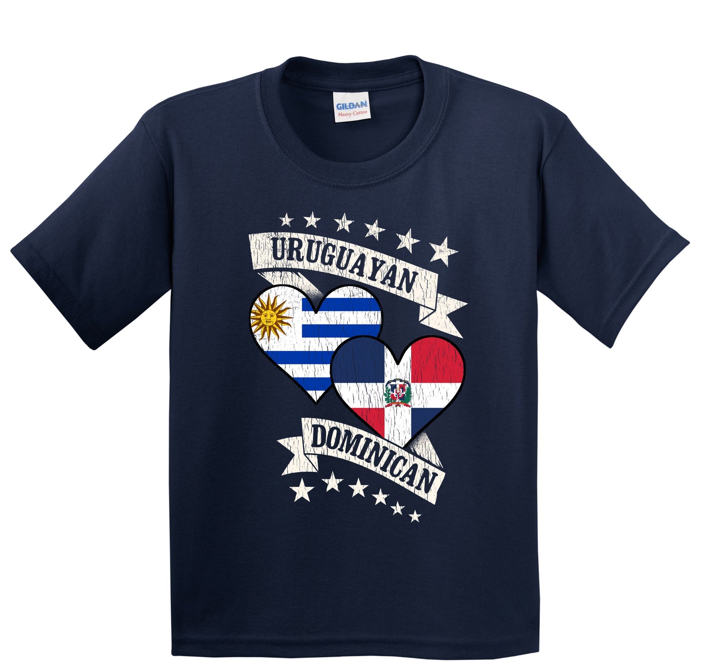 Uruguayan Dominican Heart Flags Uruguay Dominican Republic Youth T-Shirt