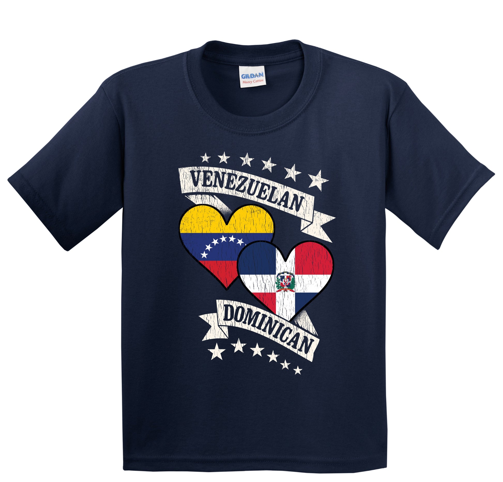 Venezuelan Dominican Heart Flags Venezuela Dominican Republic Youth T-Shirt