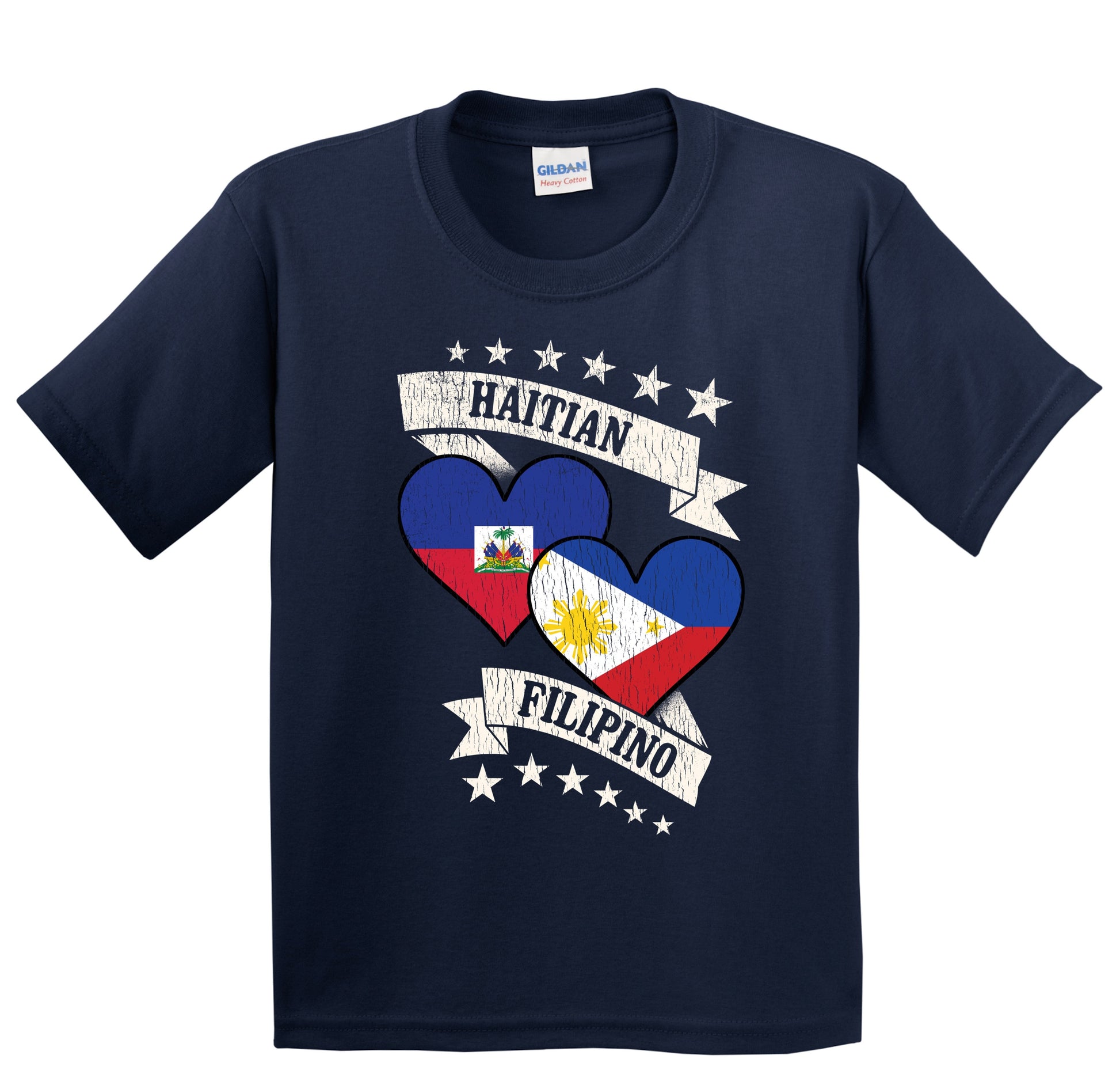 Haitian Filipino Heart Flags Haiti Philippines Youth T-Shirt