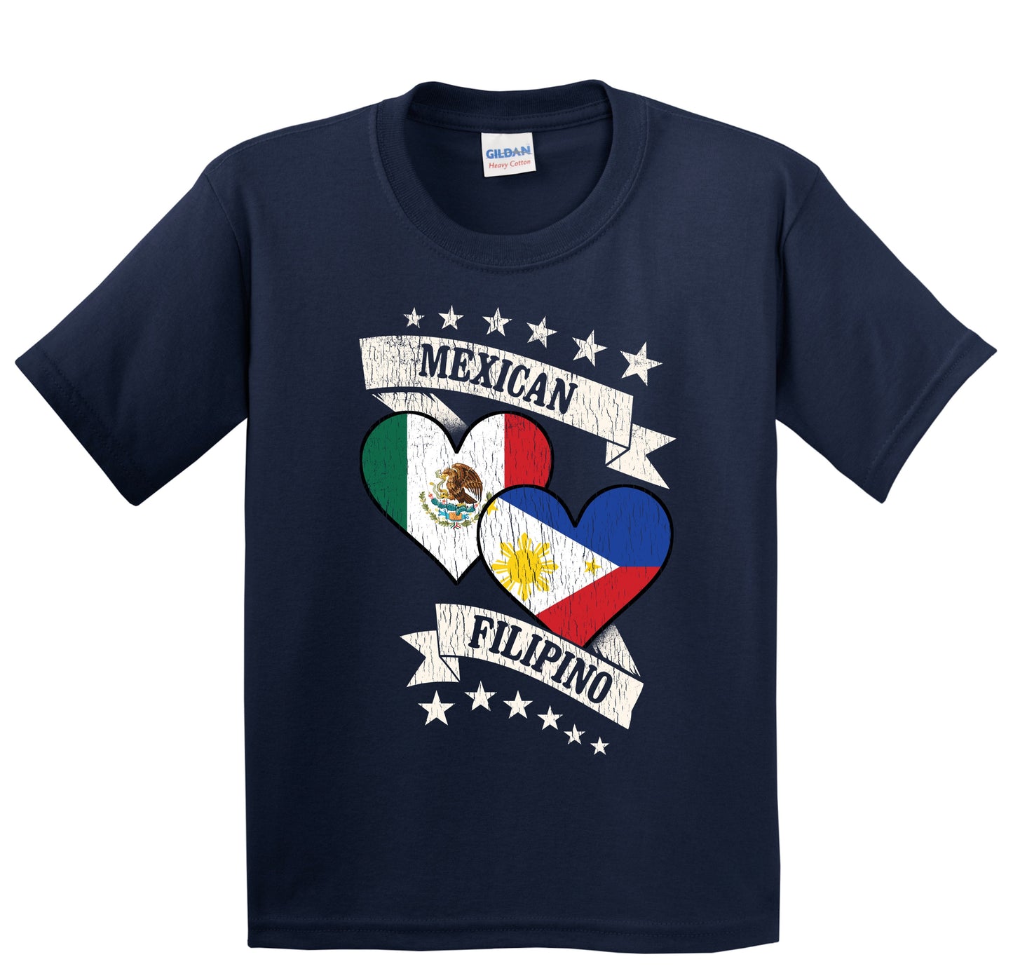 Mexican Filipino Heart Flags Mexico Philippines Youth T-Shirt