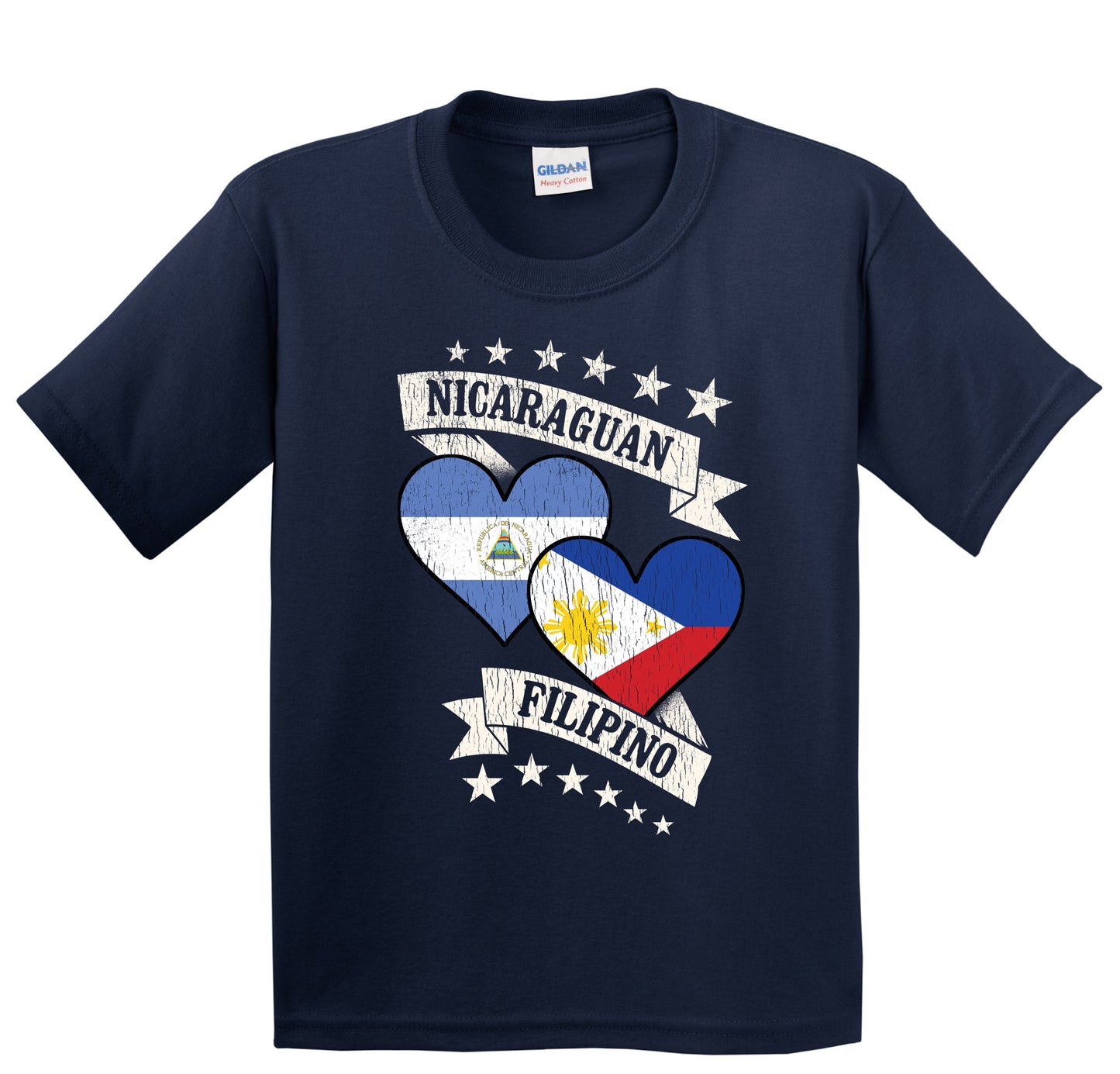 Nicaraguan Filipino Heart Flags Nicaragua Philippines Youth T-Shirt