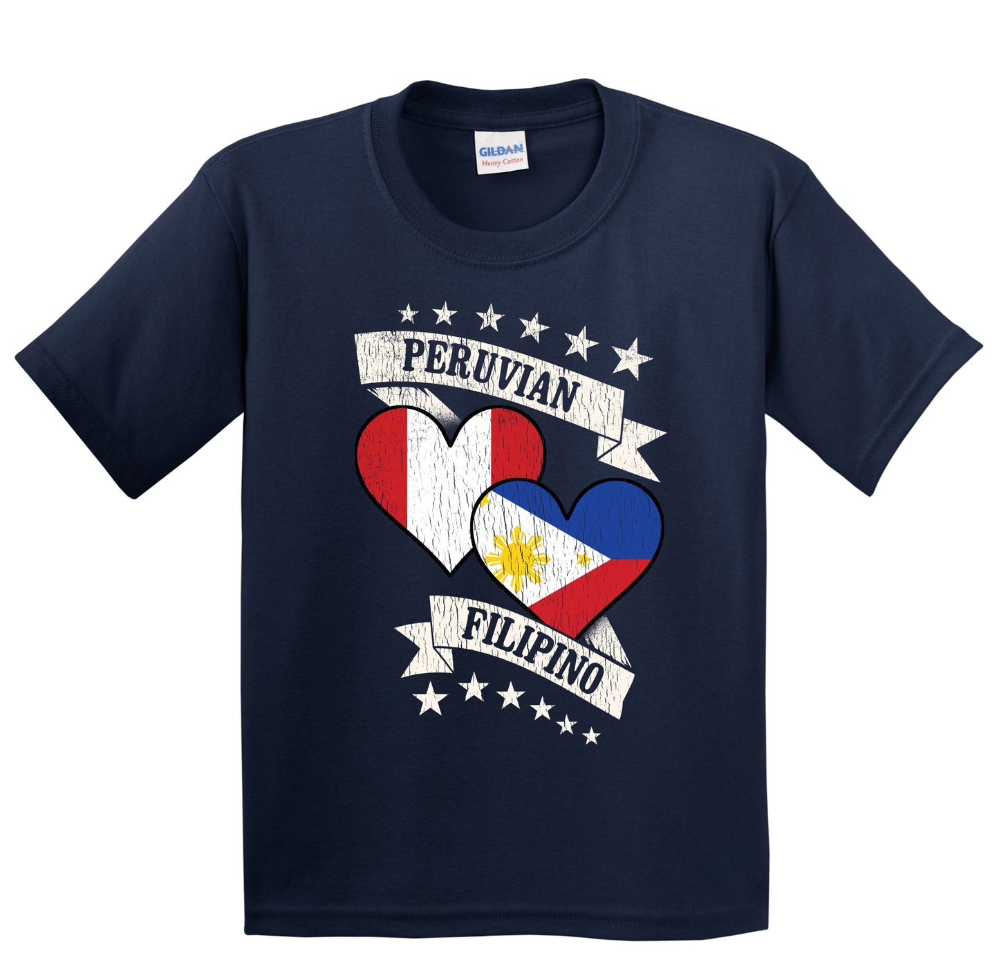 Peruvian Filipino Heart Flags Peru Philippines Youth T-Shirt