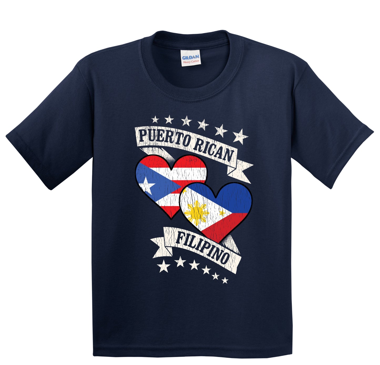 Puerto Rican Filipino Heart Flags Puerto Rico Philippines Youth T-Shirt