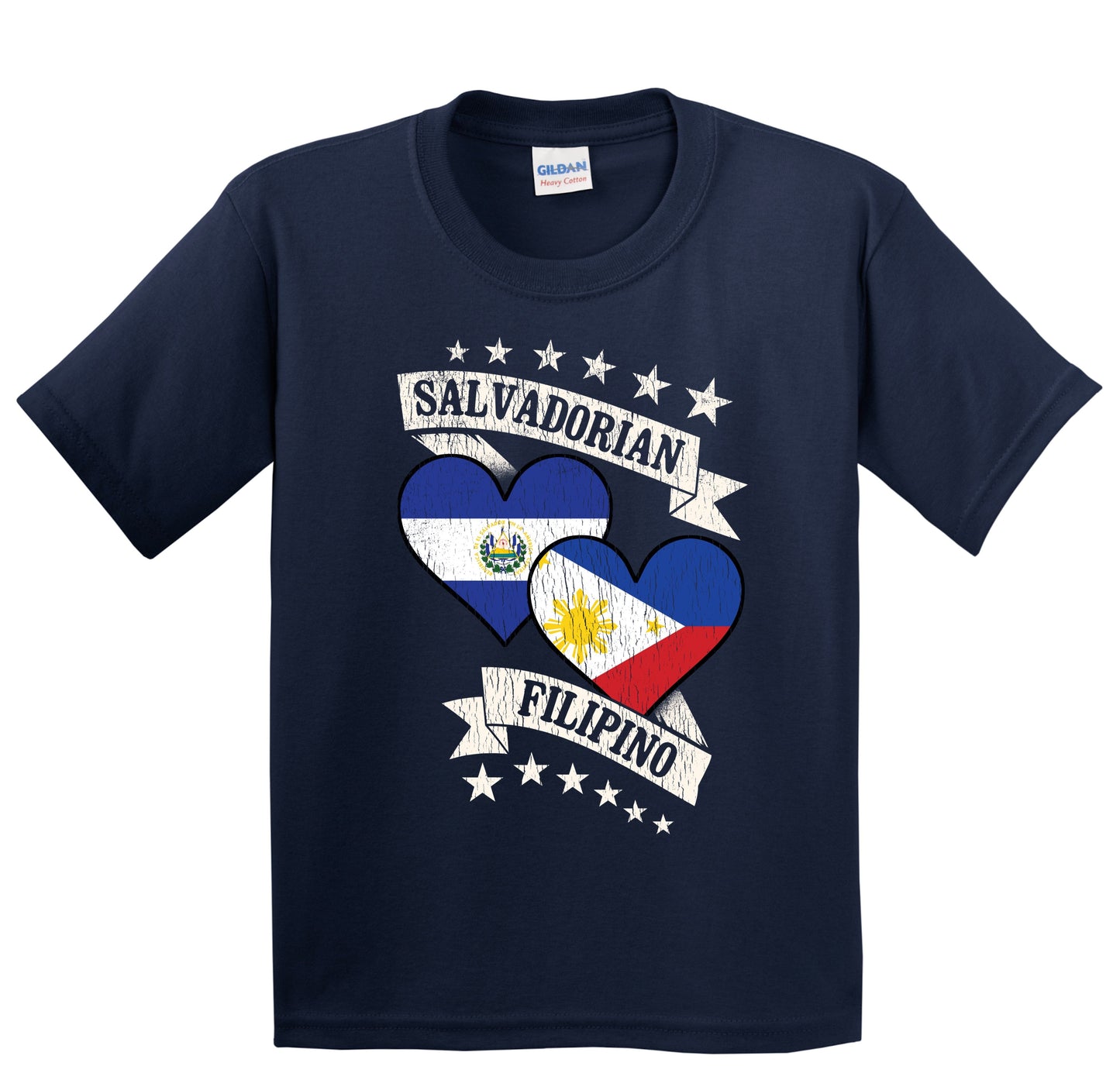 Salvadorian Filipino Heart Flags El Salvador Philippines Youth T-Shirt