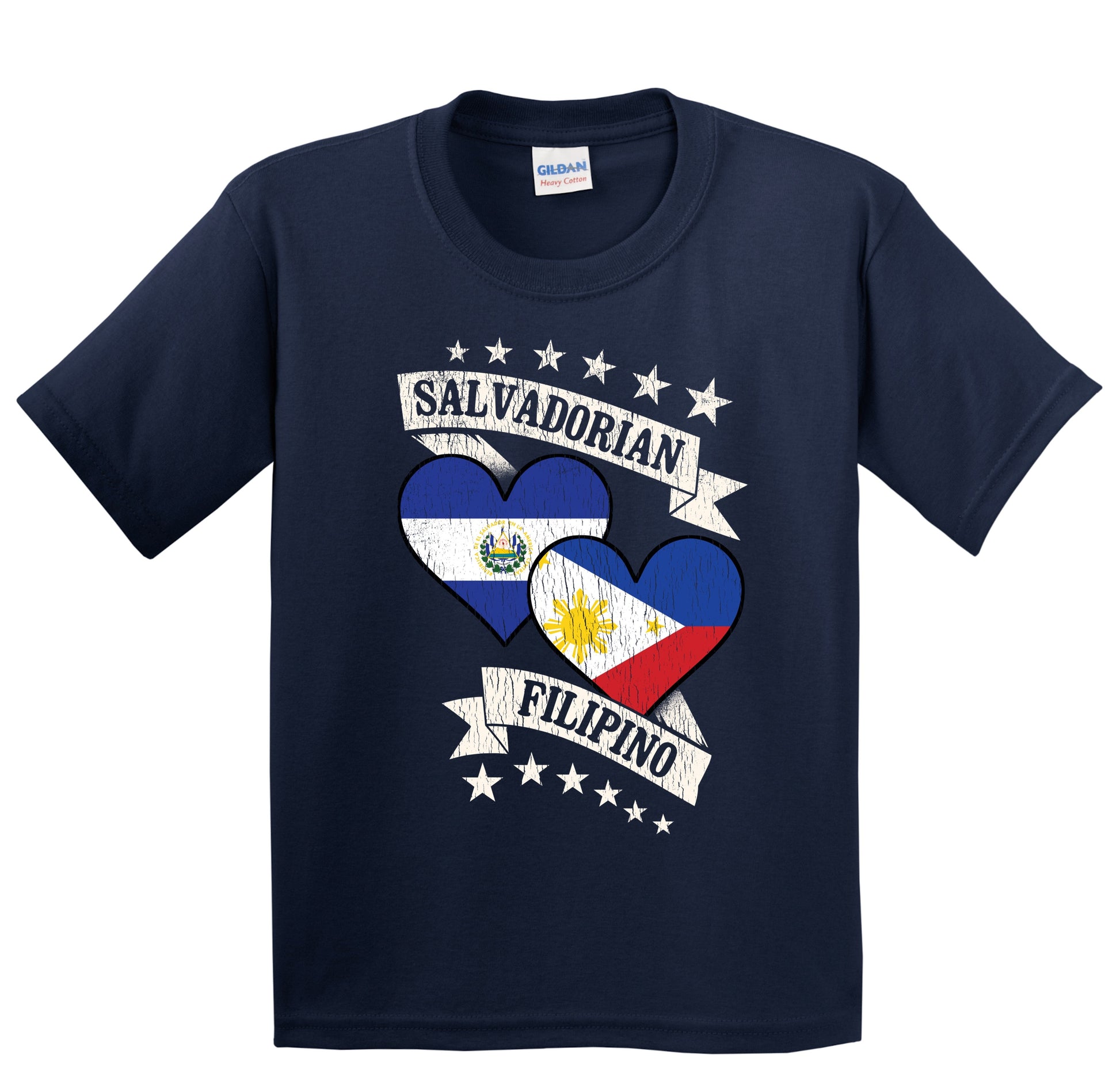 Salvadorian Filipino Heart Flags El Salvador Philippines Youth T-Shirt