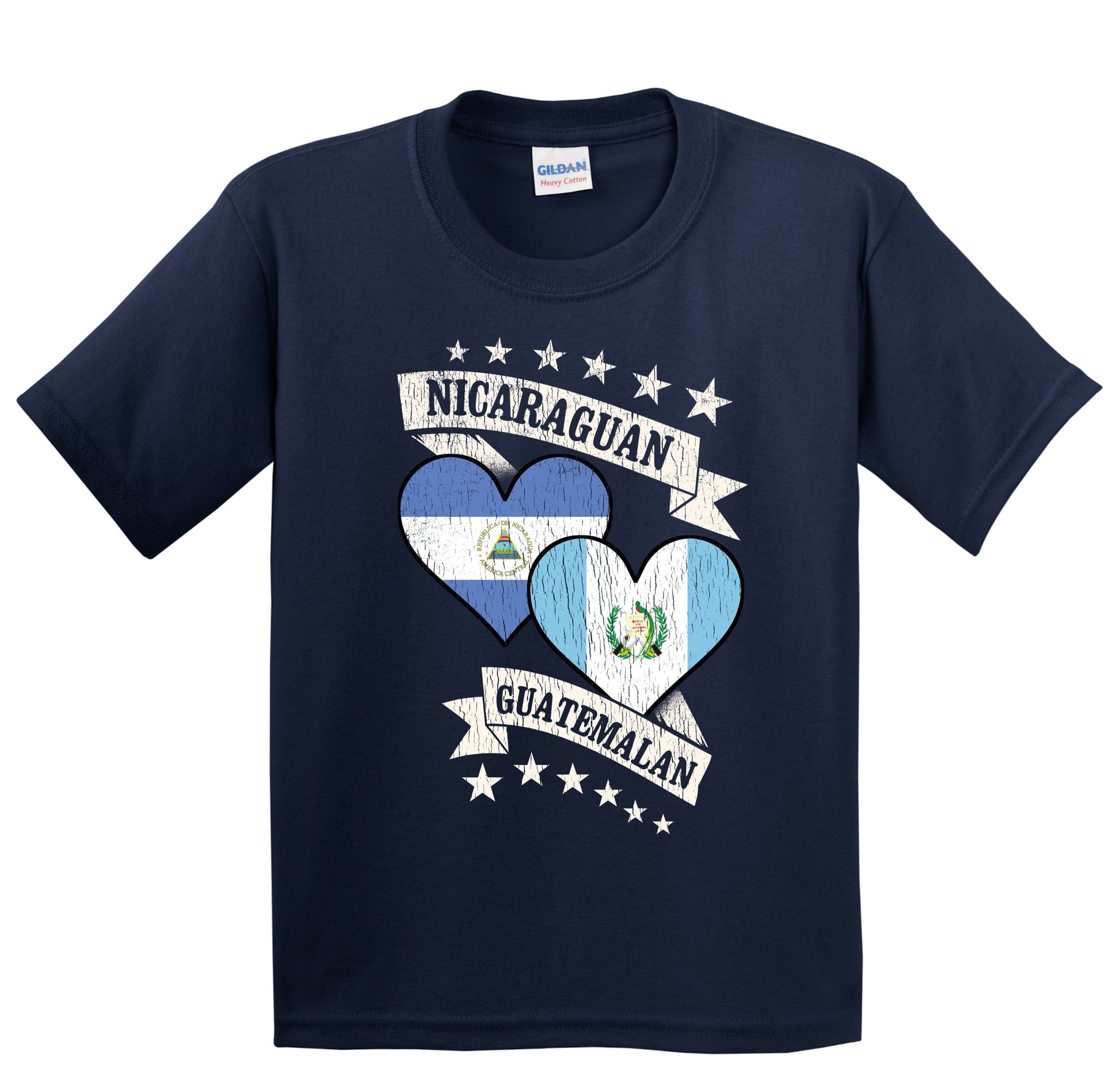 Nicaraguan Guatemalan Heart Flags Nicaragua Guatemala Youth T-Shirt