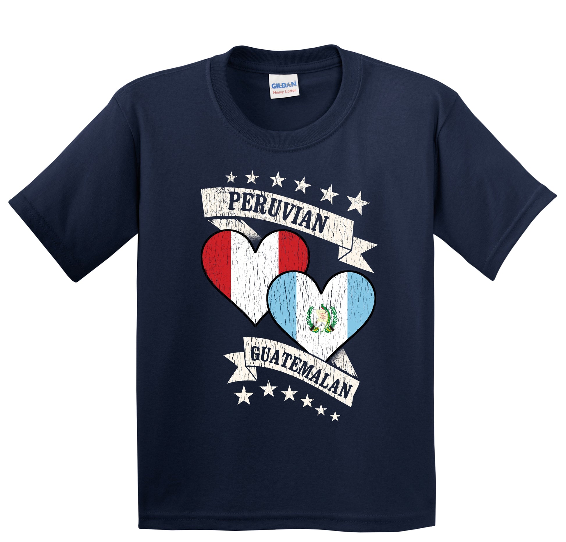 Peruvian Guatemalan Heart Flags Peru Guatemala Youth T-Shirt