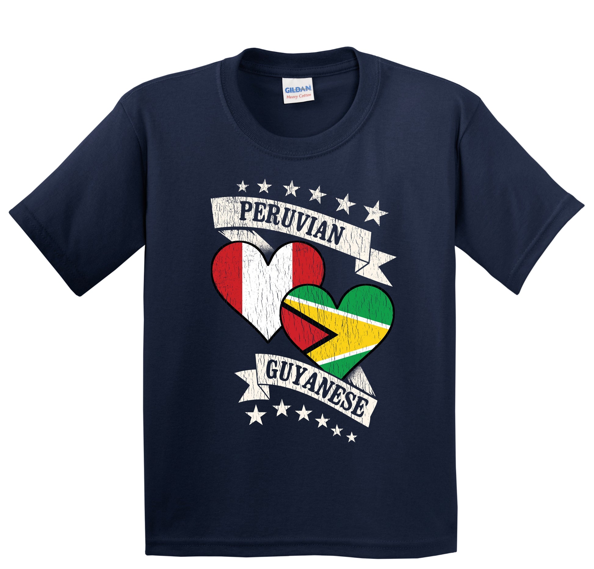 Peruvian Guyanese Heart Flags Peru Guyana Youth T-Shirt