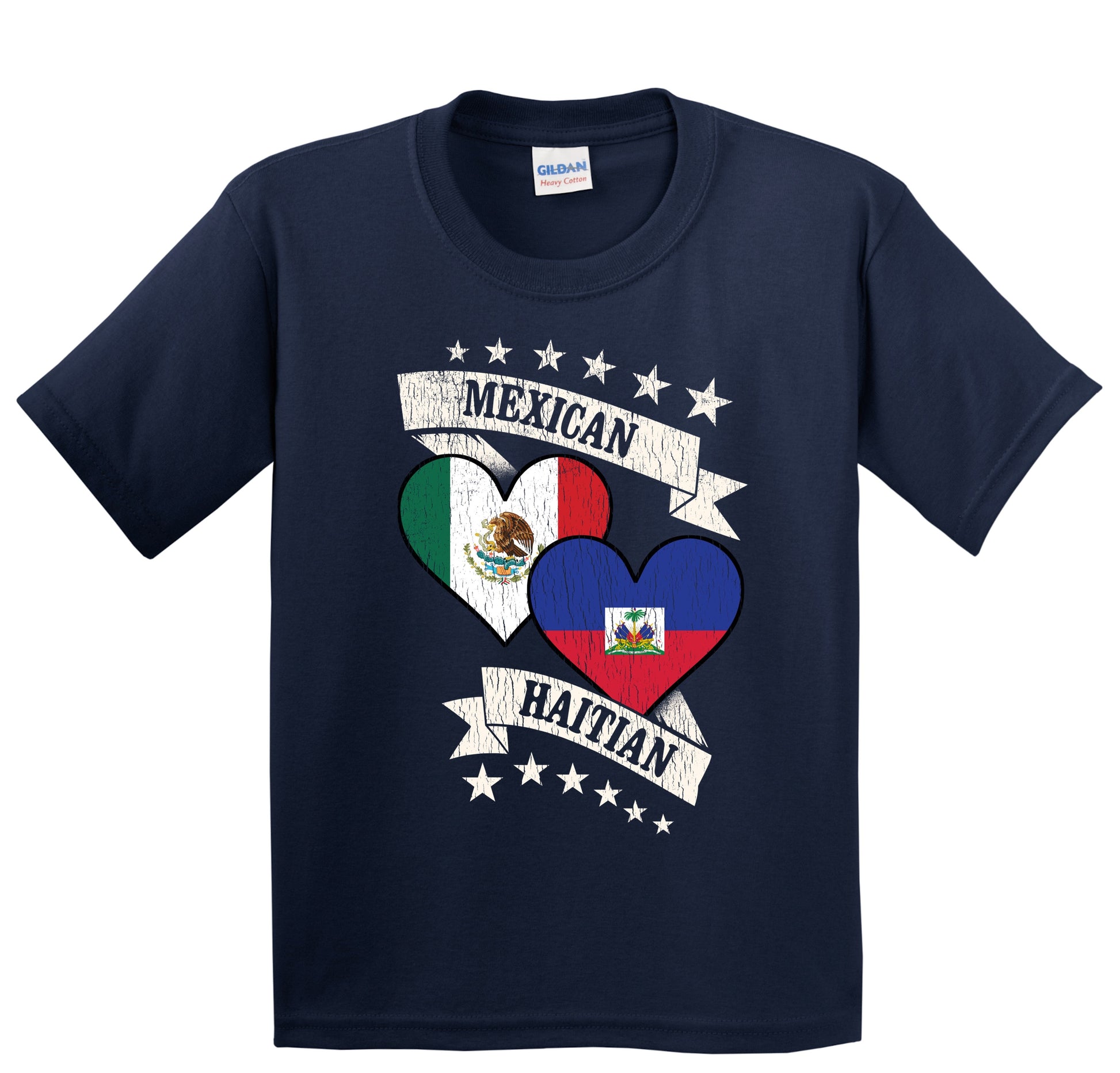 Mexican Haitian Heart Flags Mexico Haiti Youth T-Shirt