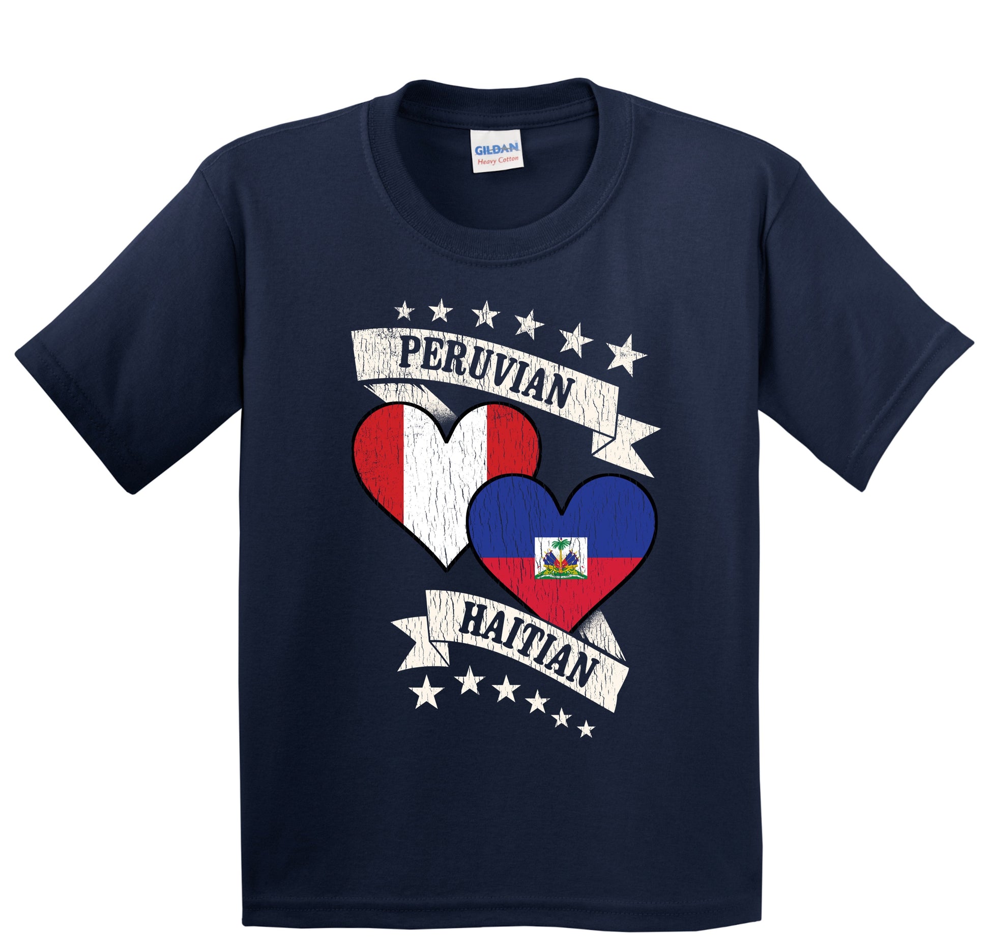 Peruvian Haitian Heart Flags Peru Haiti Youth T-Shirt
